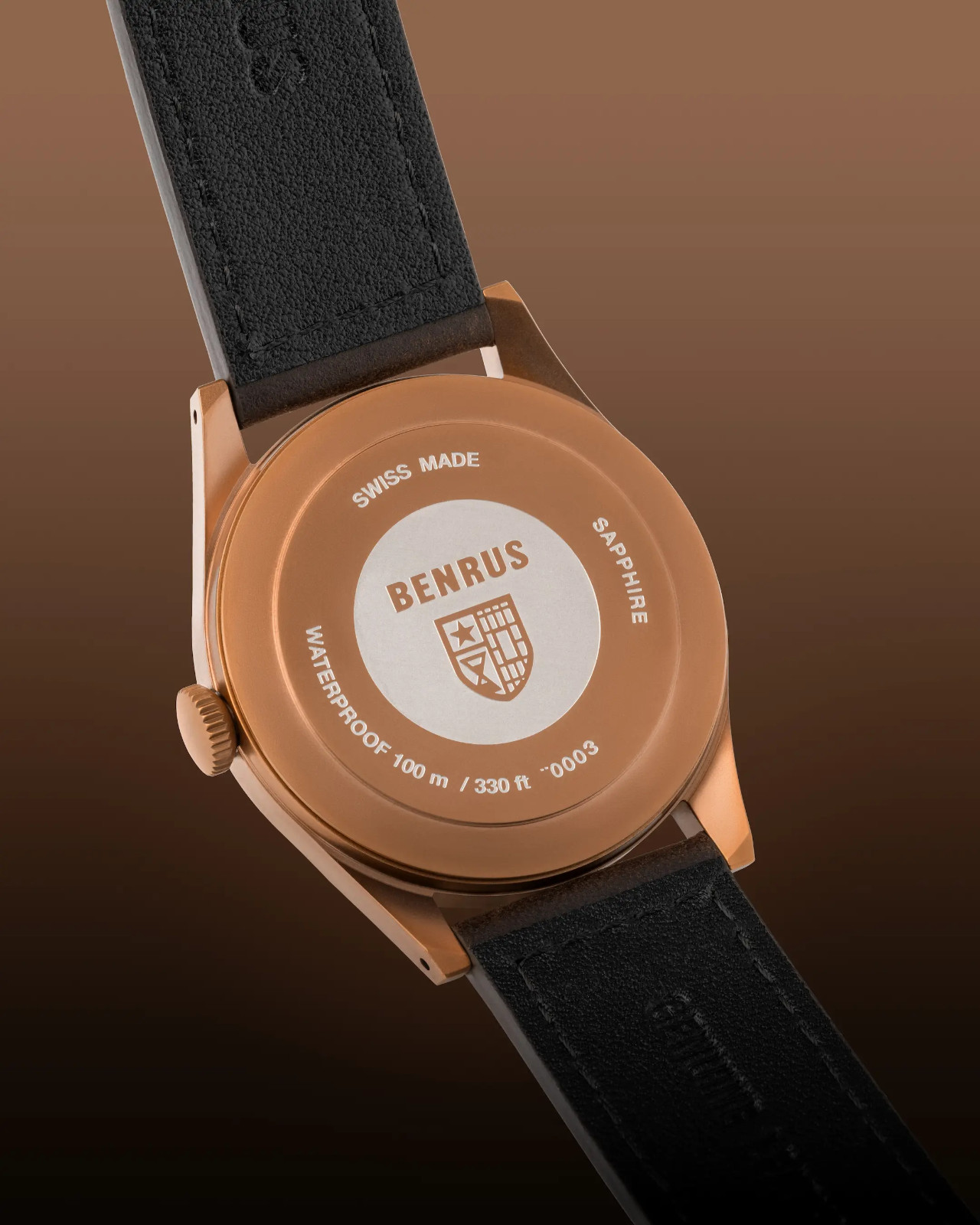 BENRUS DTU UB Swiss Automatic 38mm Bronze PVD Field Watch DTU-BR-G-038-03