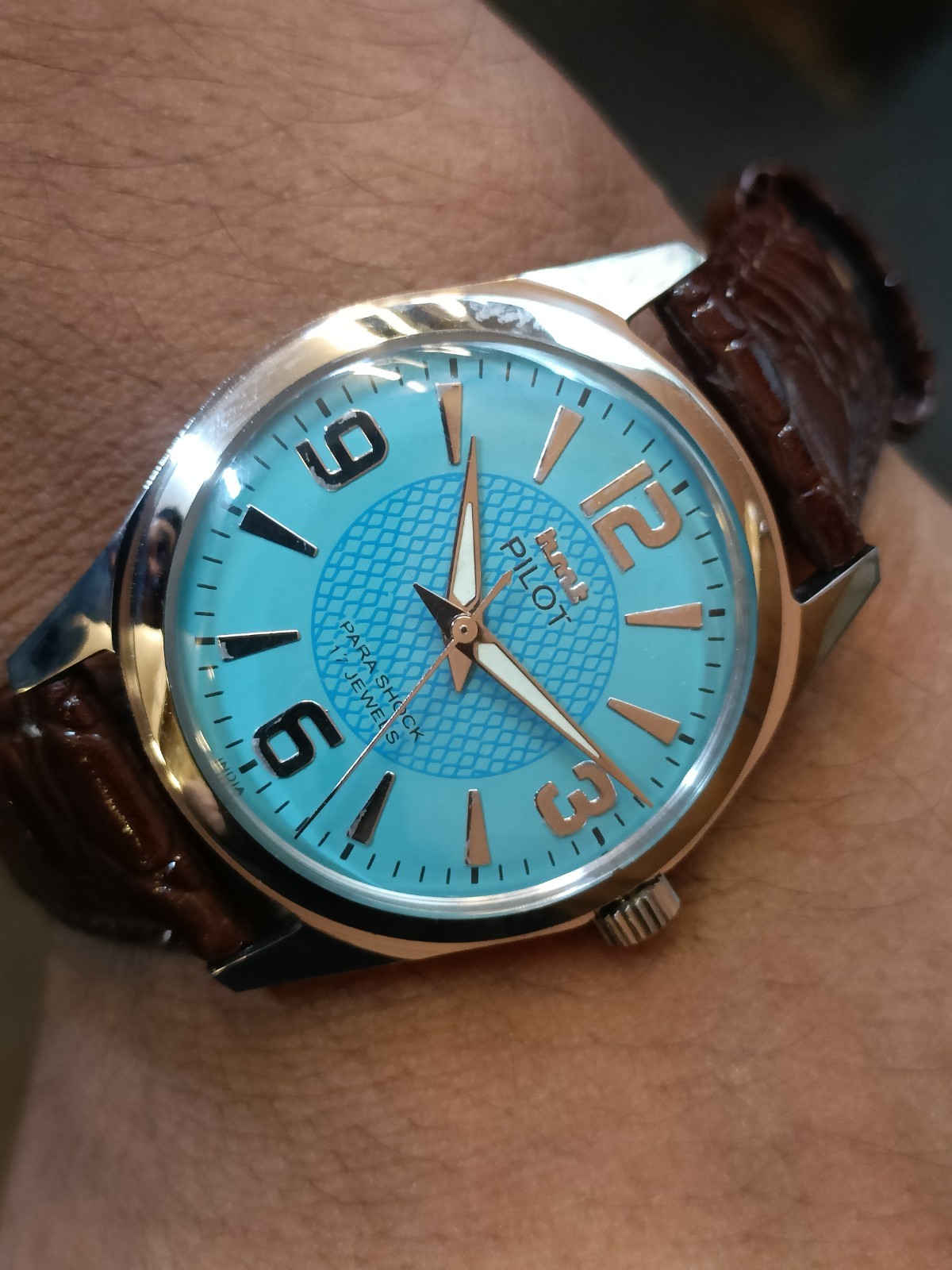 REFURBISHED HMT PILOT 17J WINDING SKY BLUE DIAL 0231 INDIA MEN’S WORKING