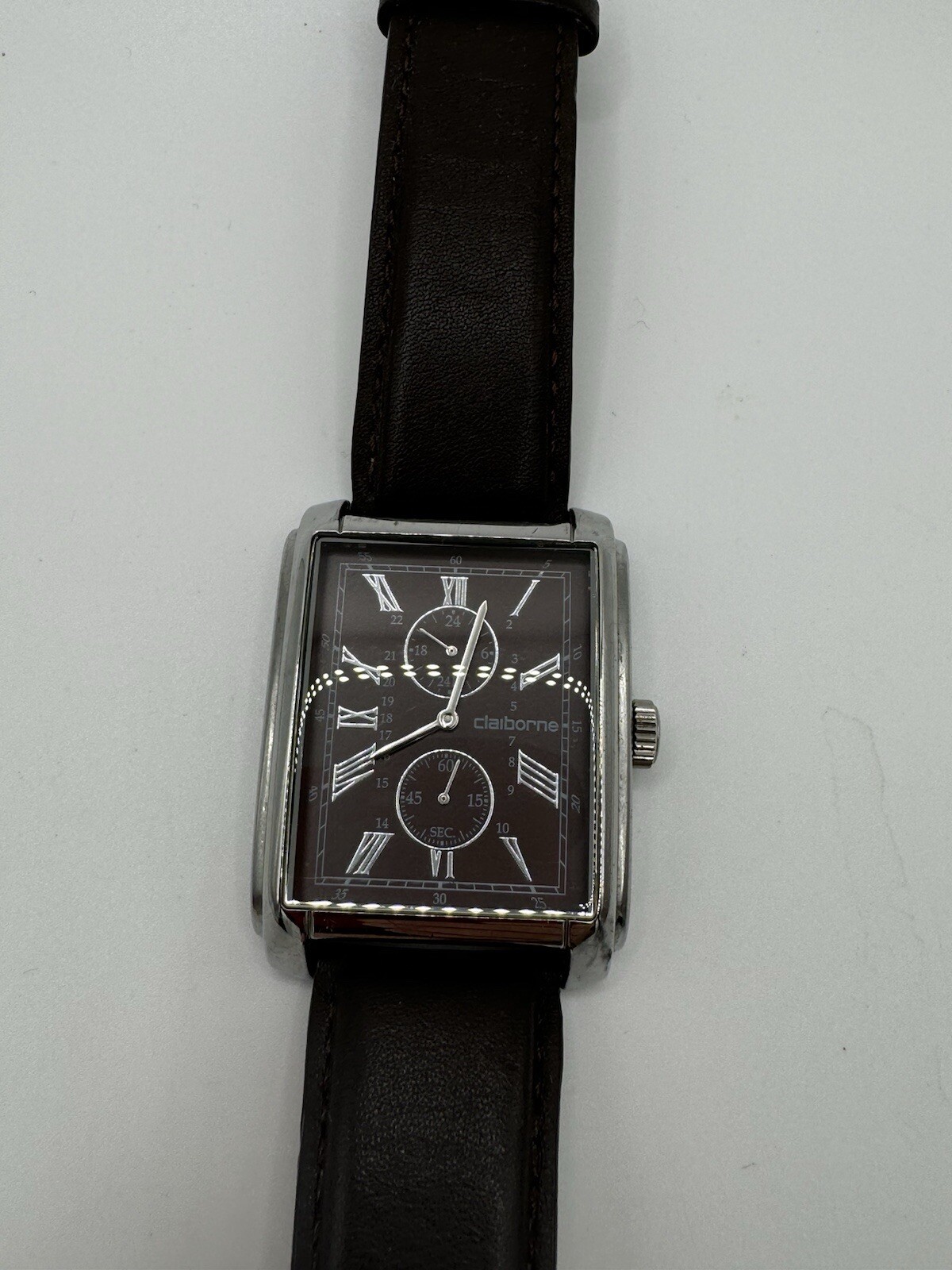 VTG Liz Claiborne Watch Large Dark Brown Wristwatch CLM1102 Analog needs battery