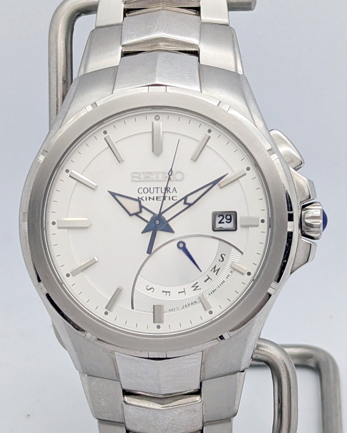 Seiko Coutura Kinetic SRN064 5M84 Retrograde Day Cabochon Sapphire | New Cap/Box