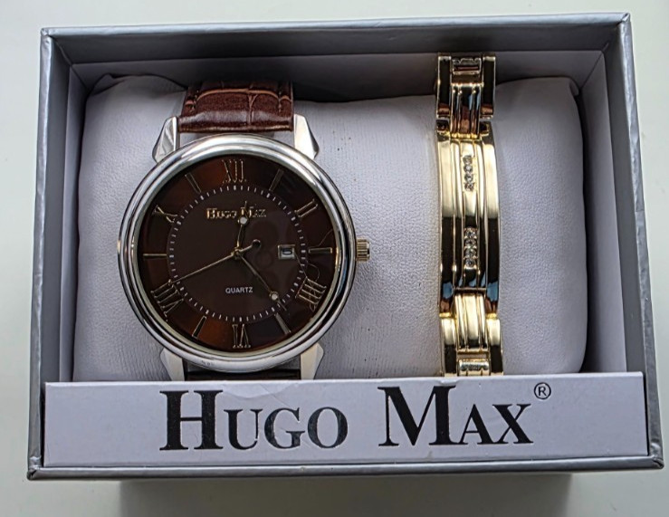 Hugo Max HM1008 Men’s Watch & Bracelet Gift Set – New Battery, Box & Papers
