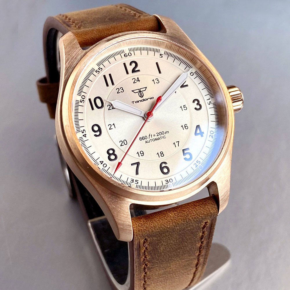 39mm Pilot Solid Cusn8 Bronze Sapphire 20ATM NH35 PT5000 Auto Movement Men Watch