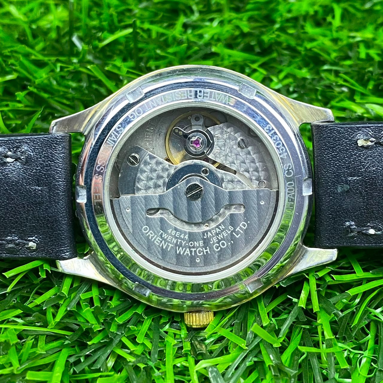 RARE Orient President Automatic Day Date Blue Dial Roman Day Date Leather Watch