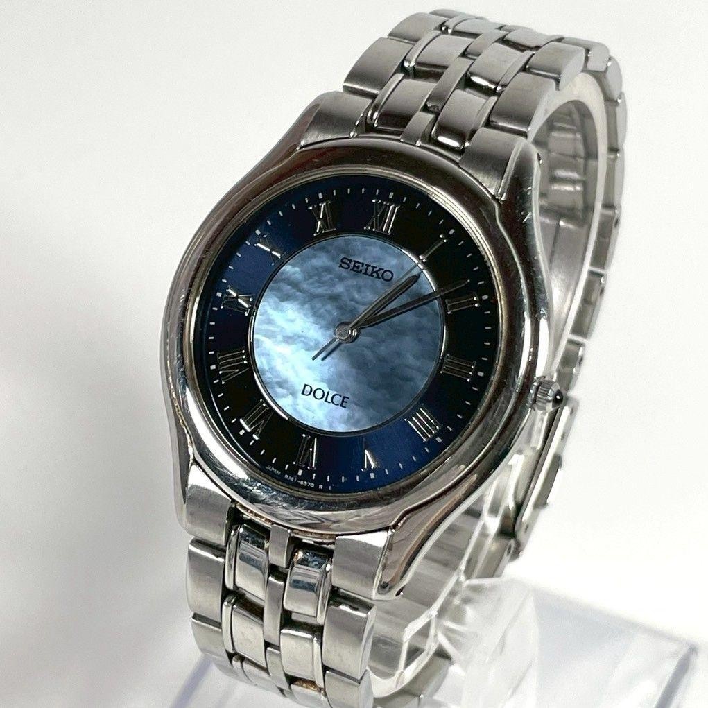 Seiko Dolce 8J41-6030 Quartz Blue Shell Dial Roman Dress Watch near MINT
