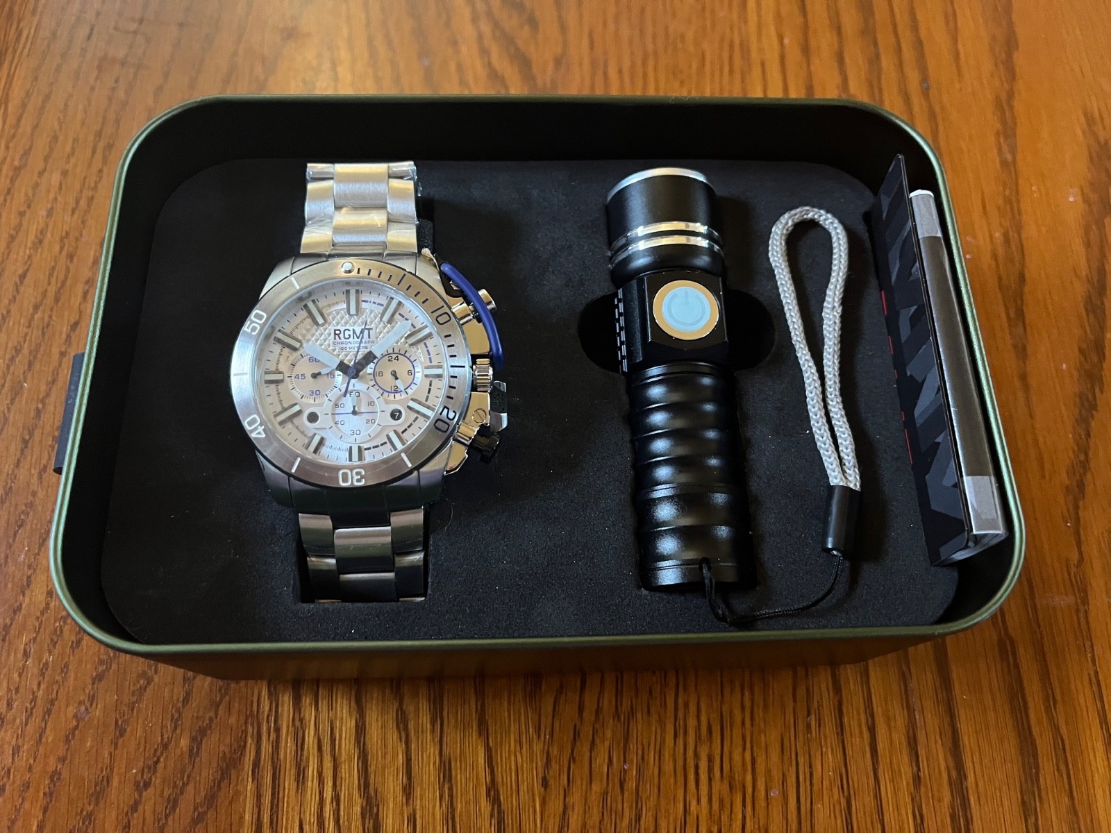 RGMT ARMOURY Silver White Men’s Chronograph Watch RG-8001-11 with Flashlight
