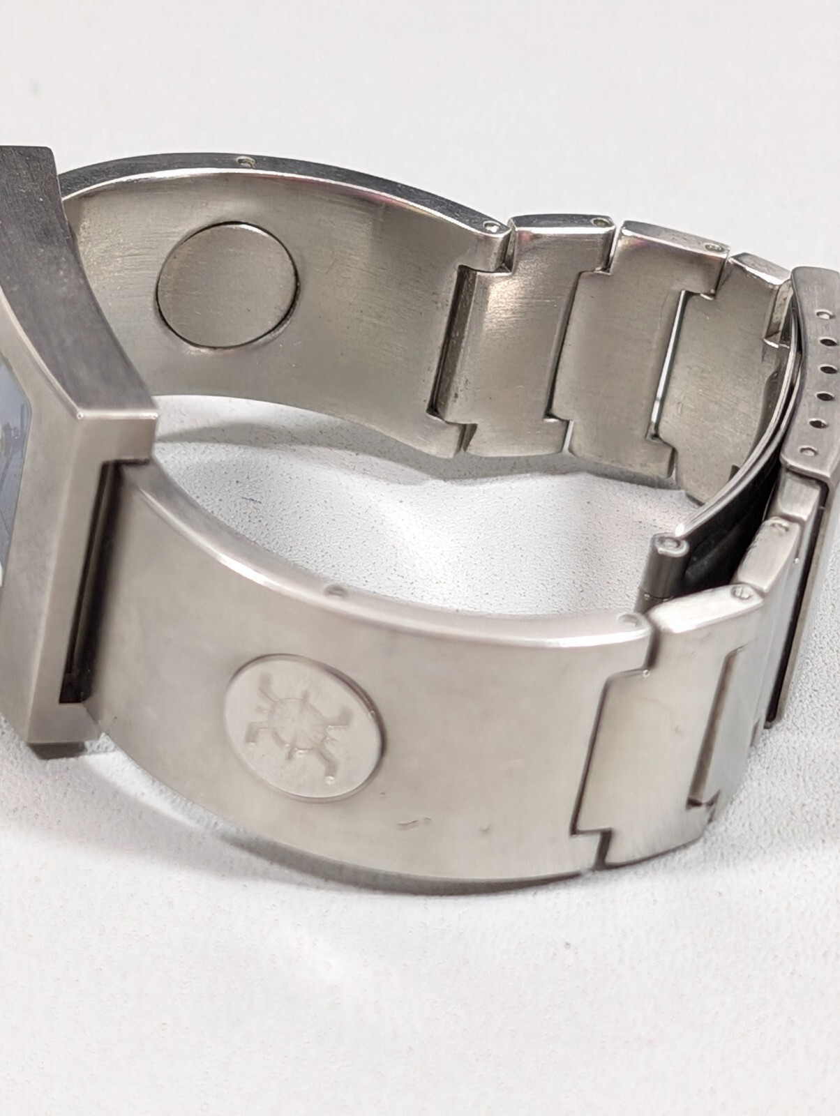 Space Blue Dial Square Brushed Silver Tone Womens Watch 6 inch