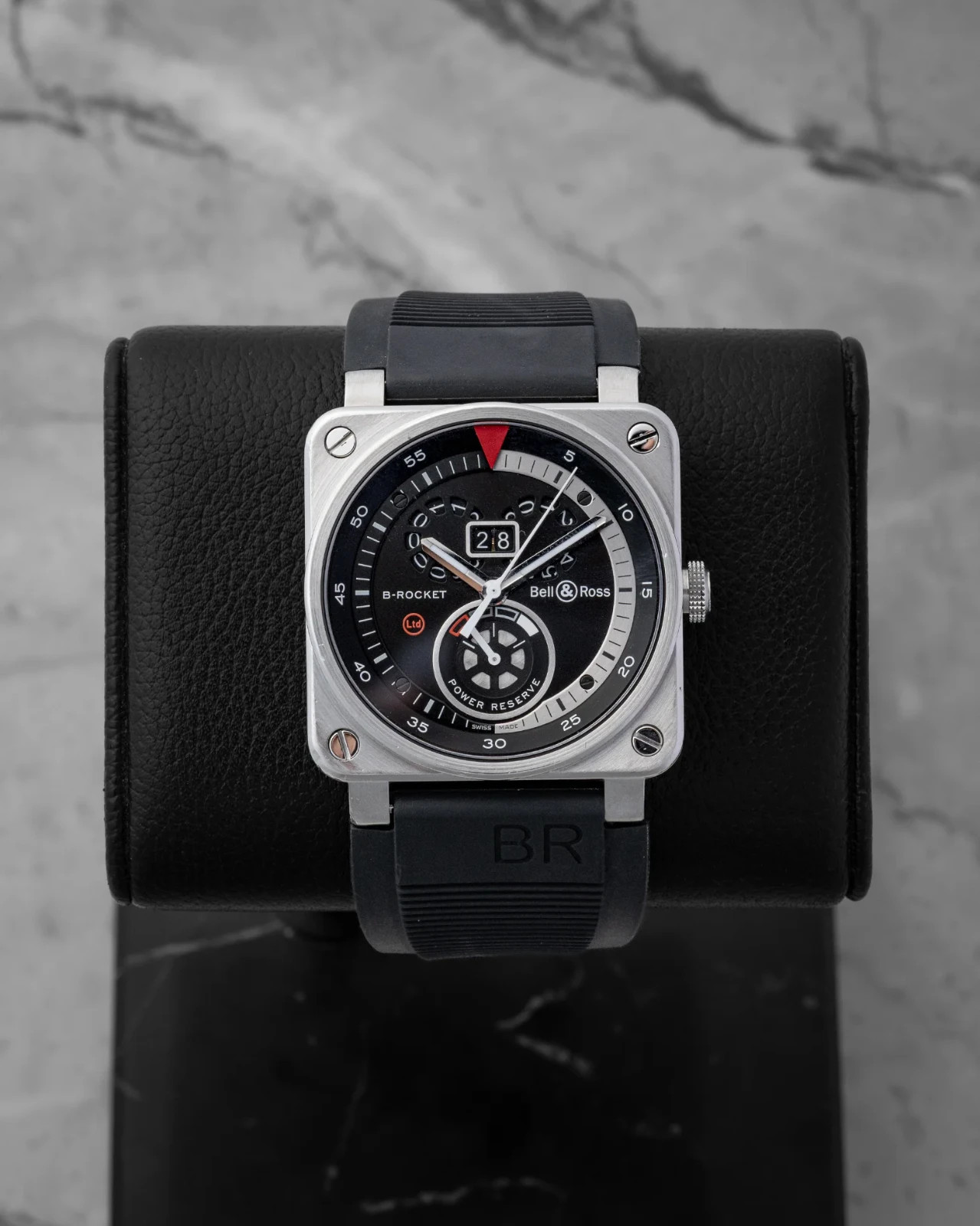 Bell & Ross BR 03-90 B-Rocket Steel Power Reserve Mens 42mm Watch B/P BR0390