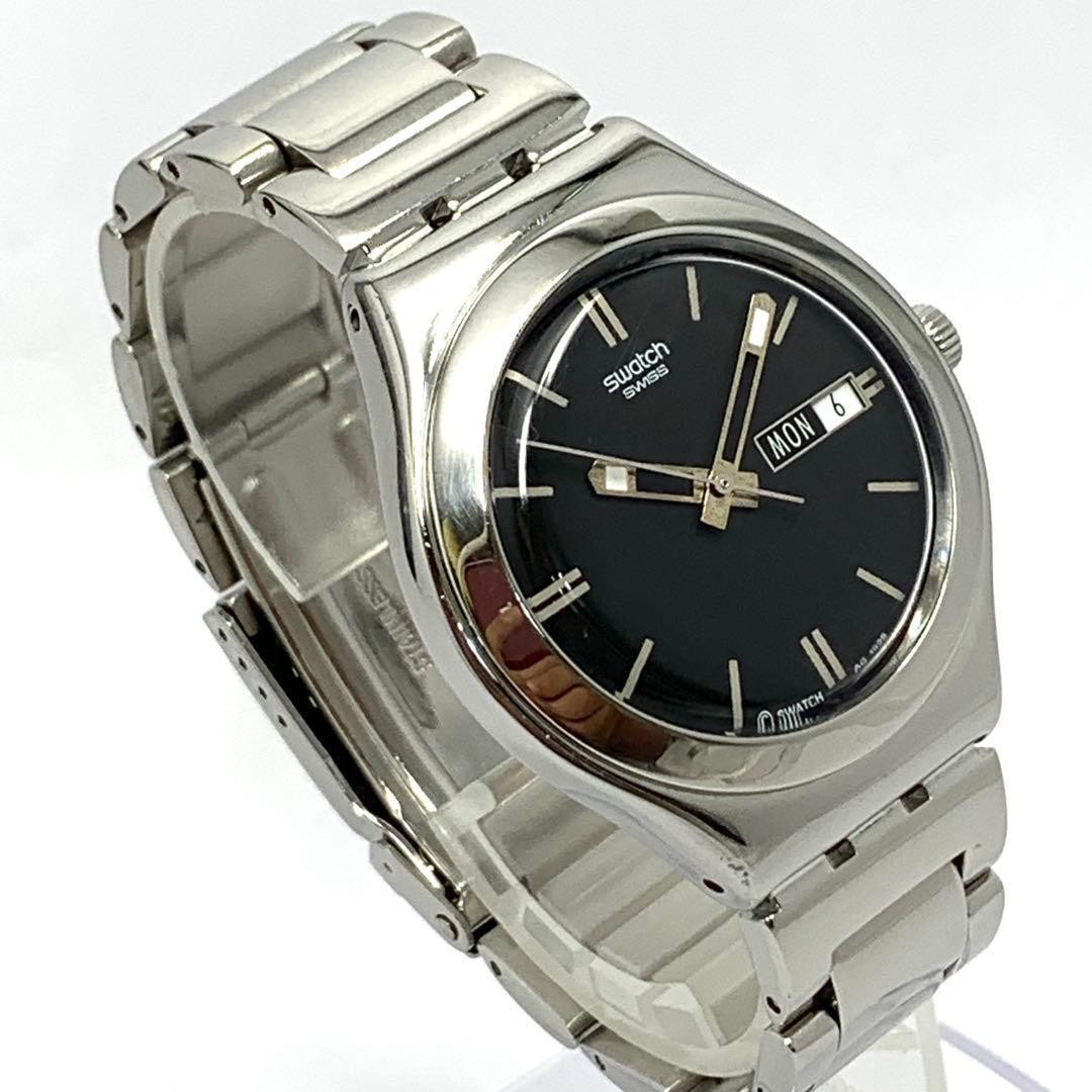 Swatch IRONY Men’s Quartz Watch Black Dial Day Date Calendar Swiss Made Used