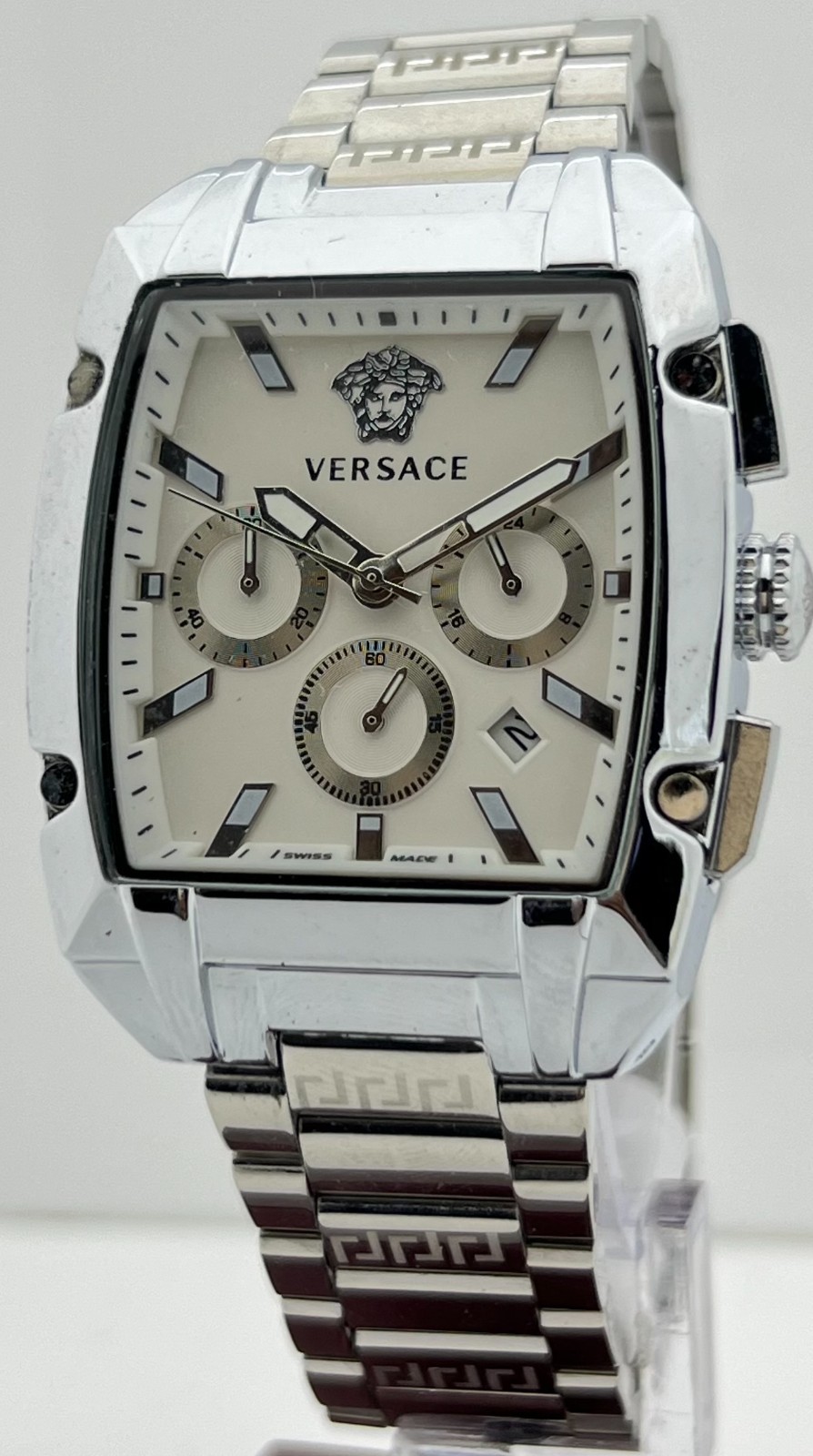 Premium Men’s Versace Dominus Chronograph White Dial Date Working Wristwatch