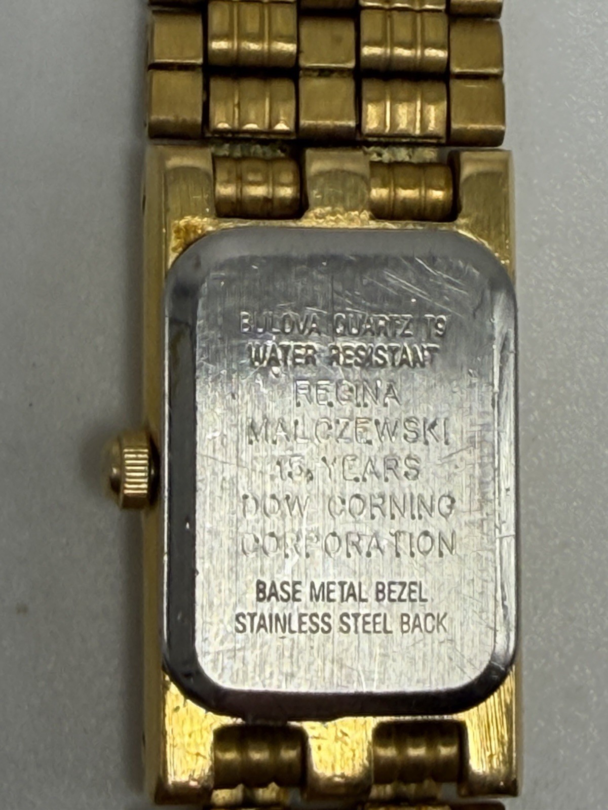 Bulova 97P13 New Battery Vintage Ladies Watch 14MM 6″ T9 1999 Gold Tone Tank