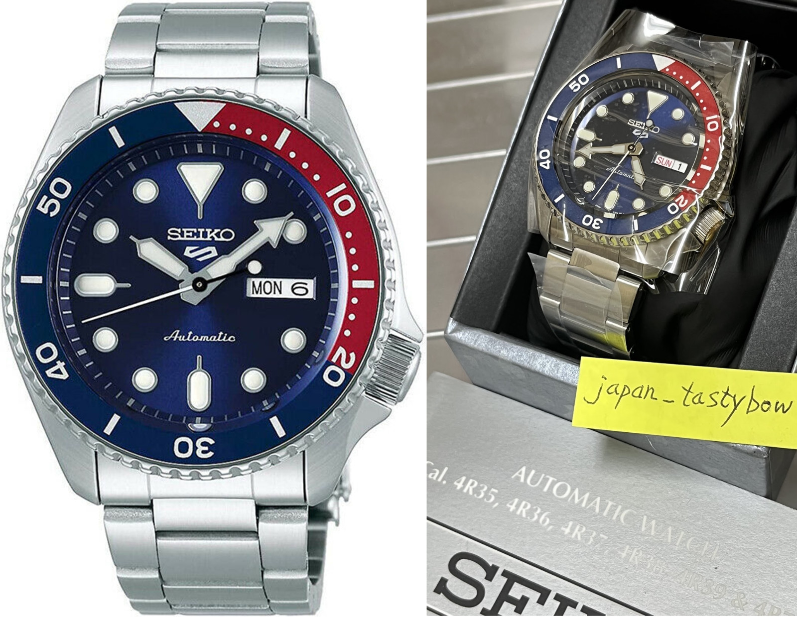 Seiko 5 Sports SRPD53K1 Pepsi Color Automatic Mechanical Diver Men Watch GENUINE