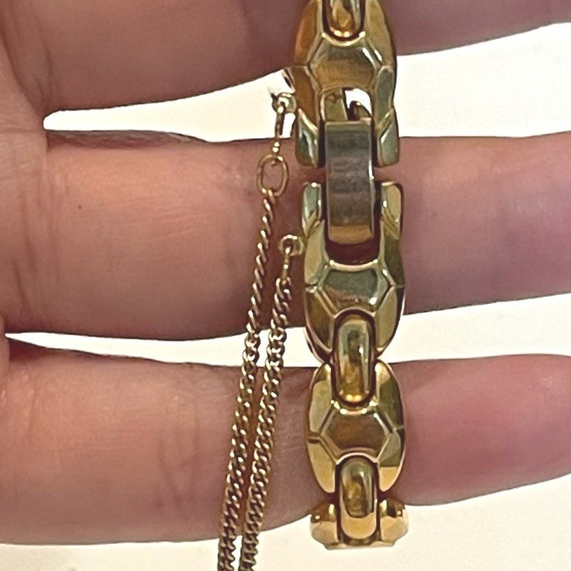 Lassale Womens Gold Tone Oval Face Dress Watch Geometric Link Bracelet Vintage
