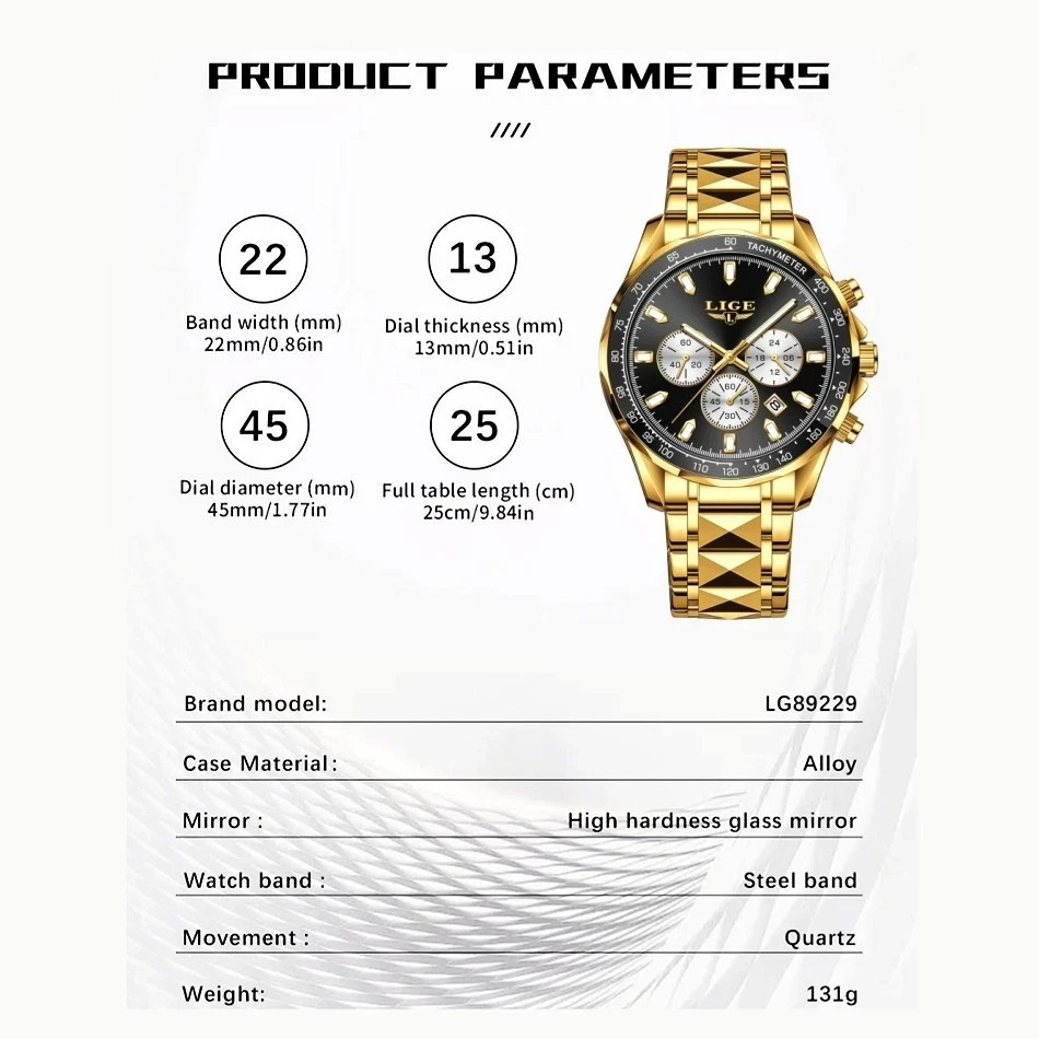 Luxury Men Waterproof Quartz Watch Chronograph Date Luminous Military Man Watch