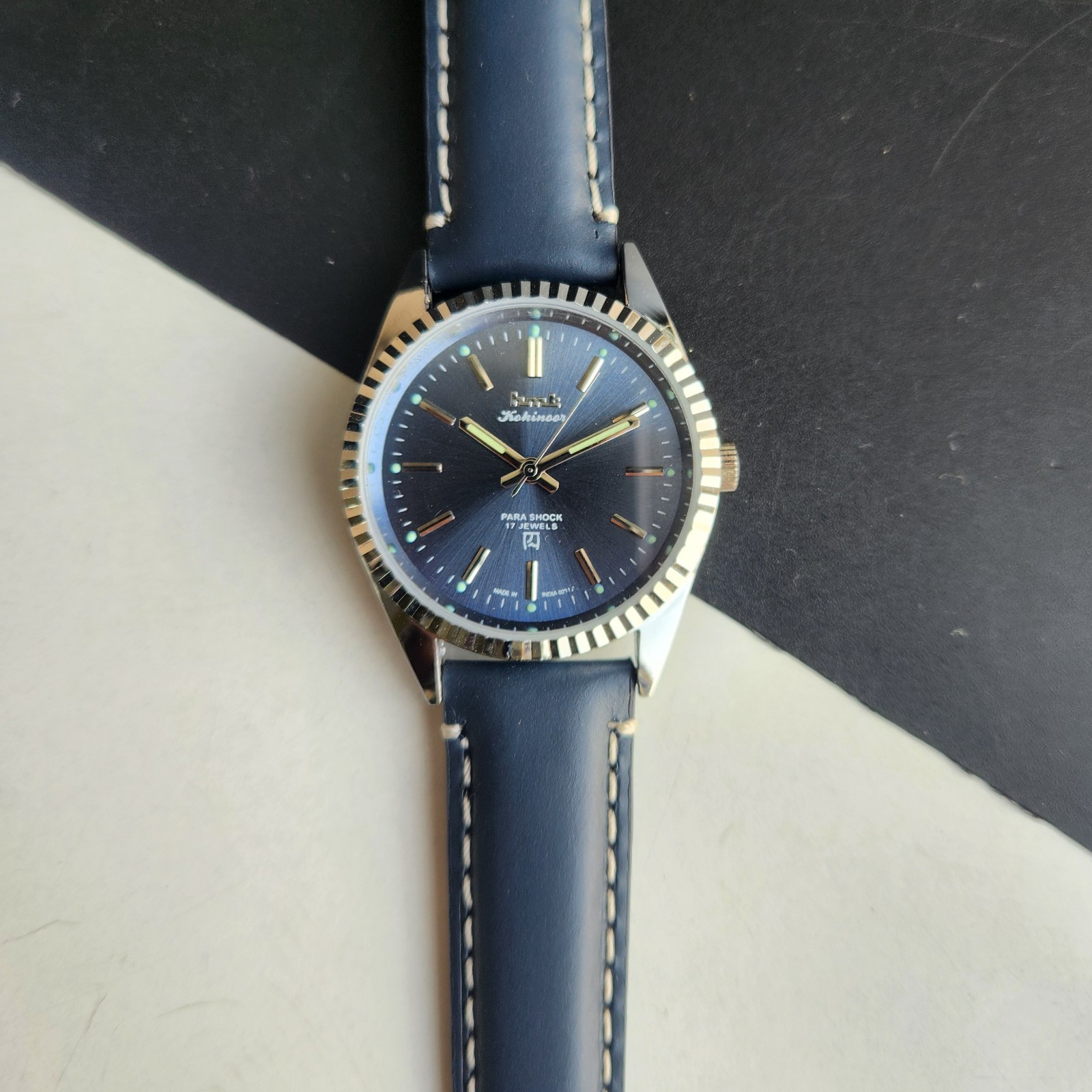 Vintage HMT Kohinoor Fluted Bezel Mechanical Hand Winding Wrist Watch A08
