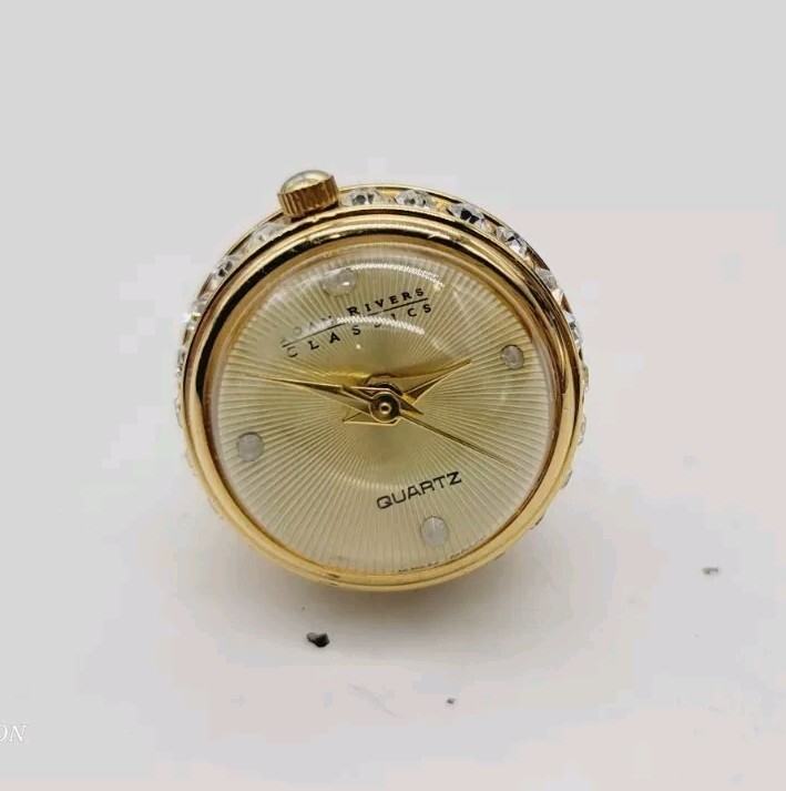 Joan Rivers Watch Pendant for Necklace Gold tone Egg Bell New Battery