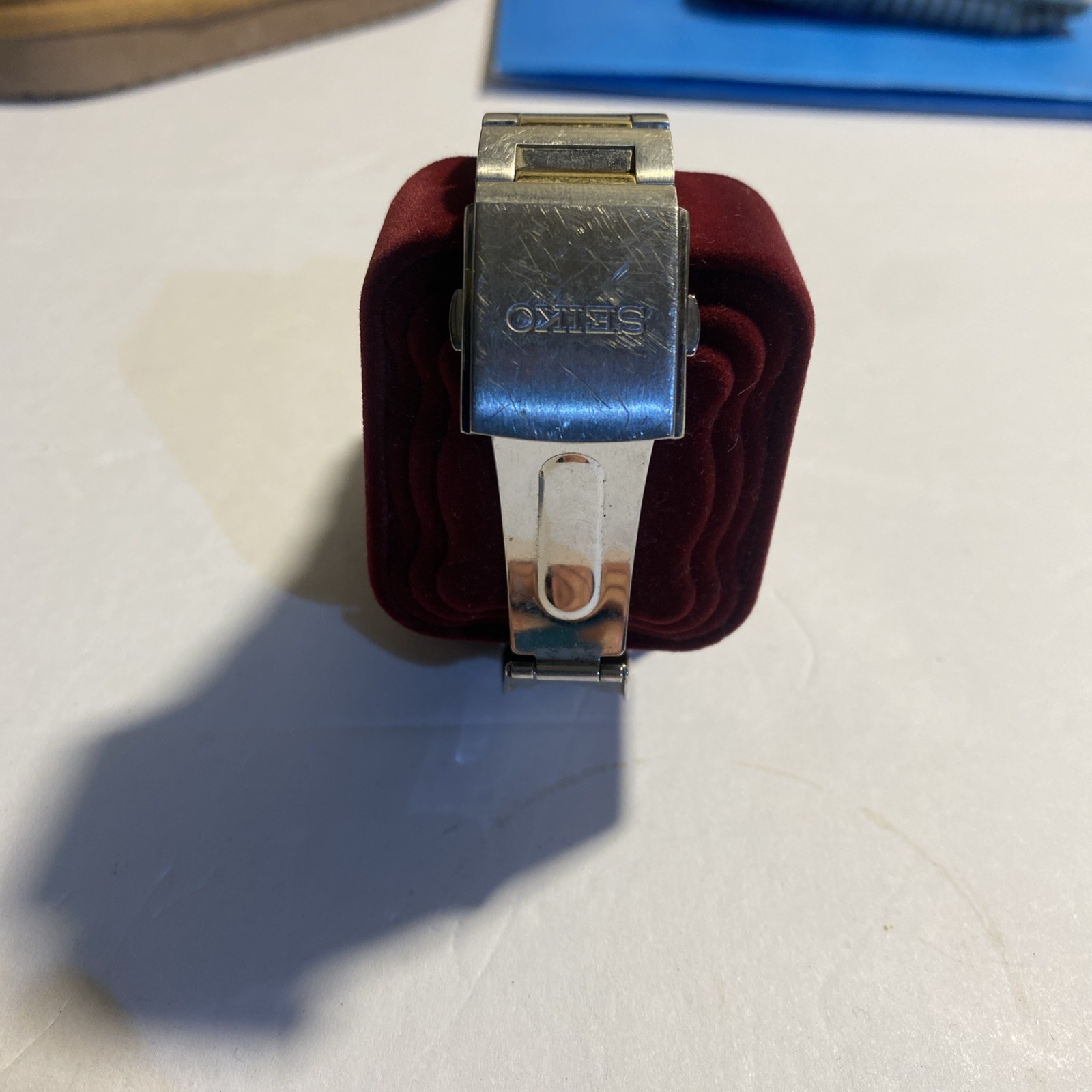 Seiko Solar Watch 2 Tone Bracelet Band Case Dial Date Diver 10Bar Mens WORKS