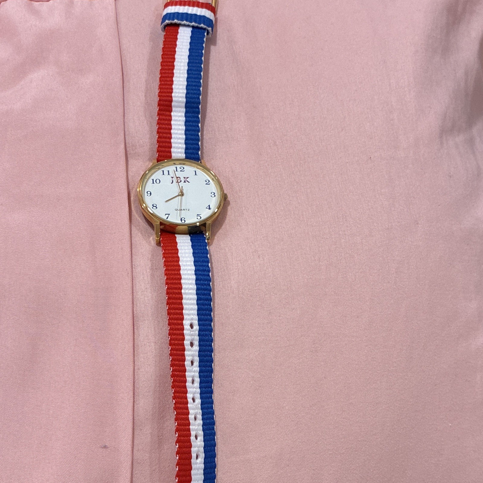 Camrose & Kross JBK Quartz Analog Gold Tone Watch White Dial Nylon Strap 24mm