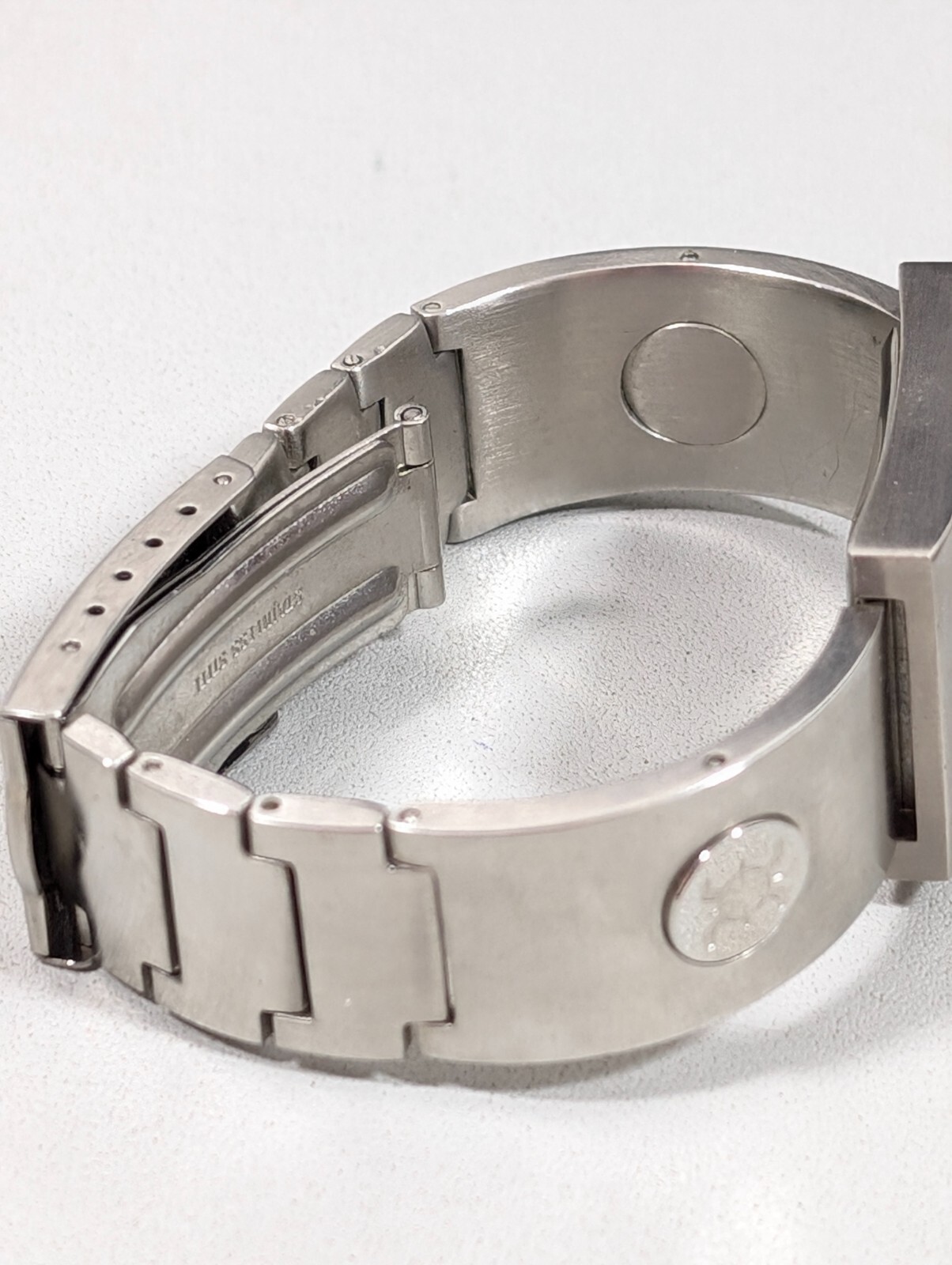 Space Blue Dial Square Brushed Silver Tone Womens Watch 6 inch