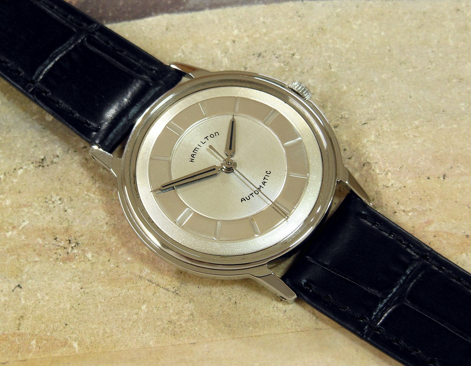 1950’s Vintage HAMILTON Automatic MICRO-ROTOR , Stunning SILVER Dial, Serviced