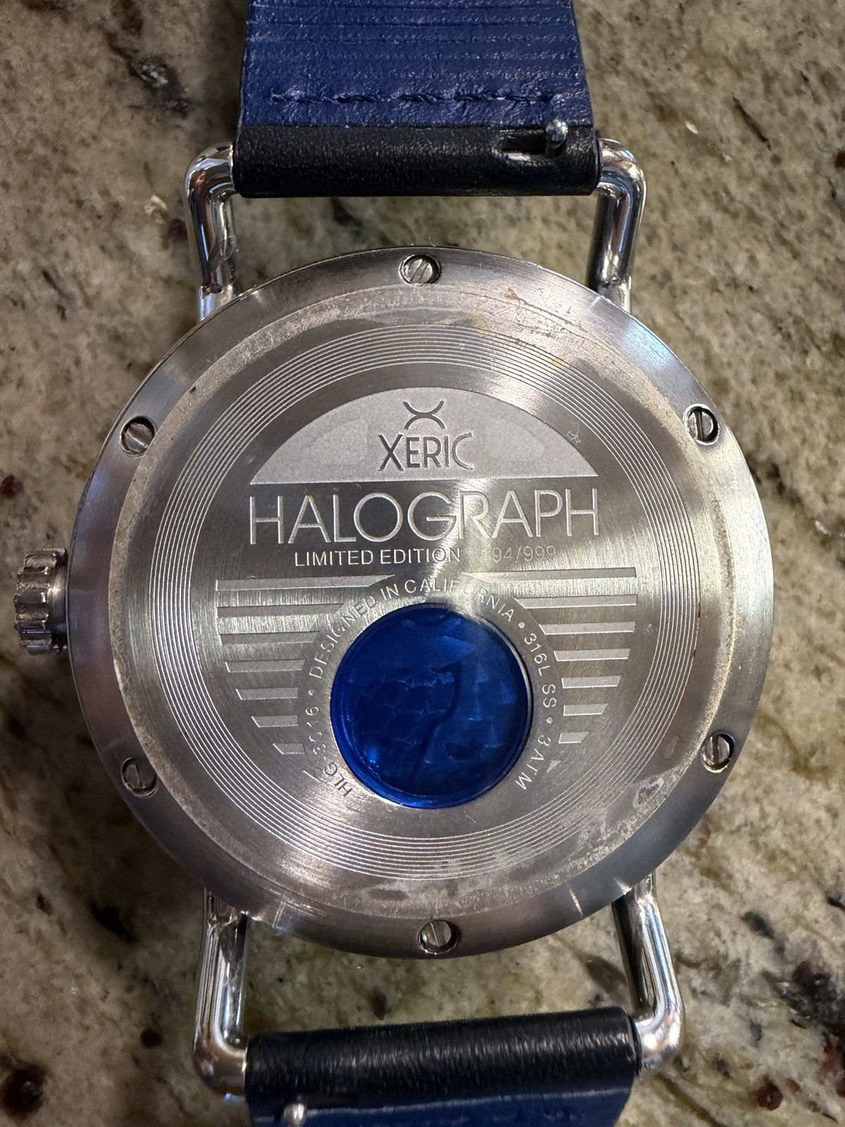 Xeric Halograph Limited Edition Automatic 46mm SS Silver Dial Blue Strap