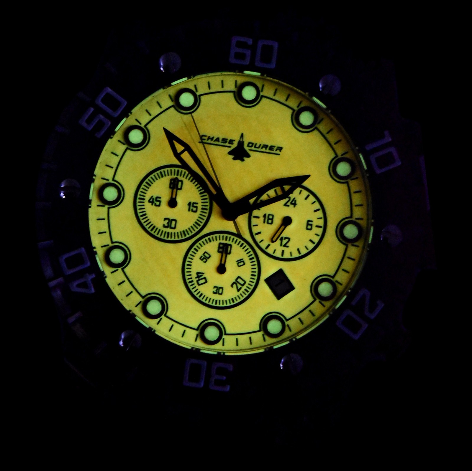 Chase Durer Men’s Orange Full Lume Dial 50mm Gray Chronograph Watch CDW-0119