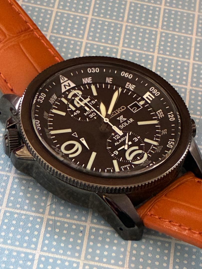 Seiko Prospex Solar Chronograph V172-0AL0 Black Dial Compass Bezel Watch
