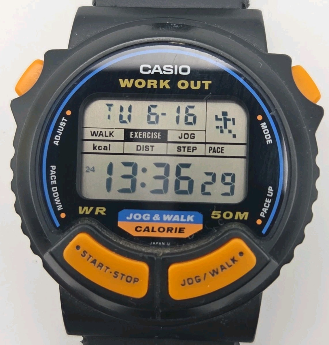 Vtg Casio JC-10 40mm Case Work Out Jog Walk Calorie Digital Watch New Batteries
