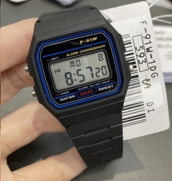 F91W Retro Digital Watch Men Women Stainless Steel Alarm Waterproof LED Sports