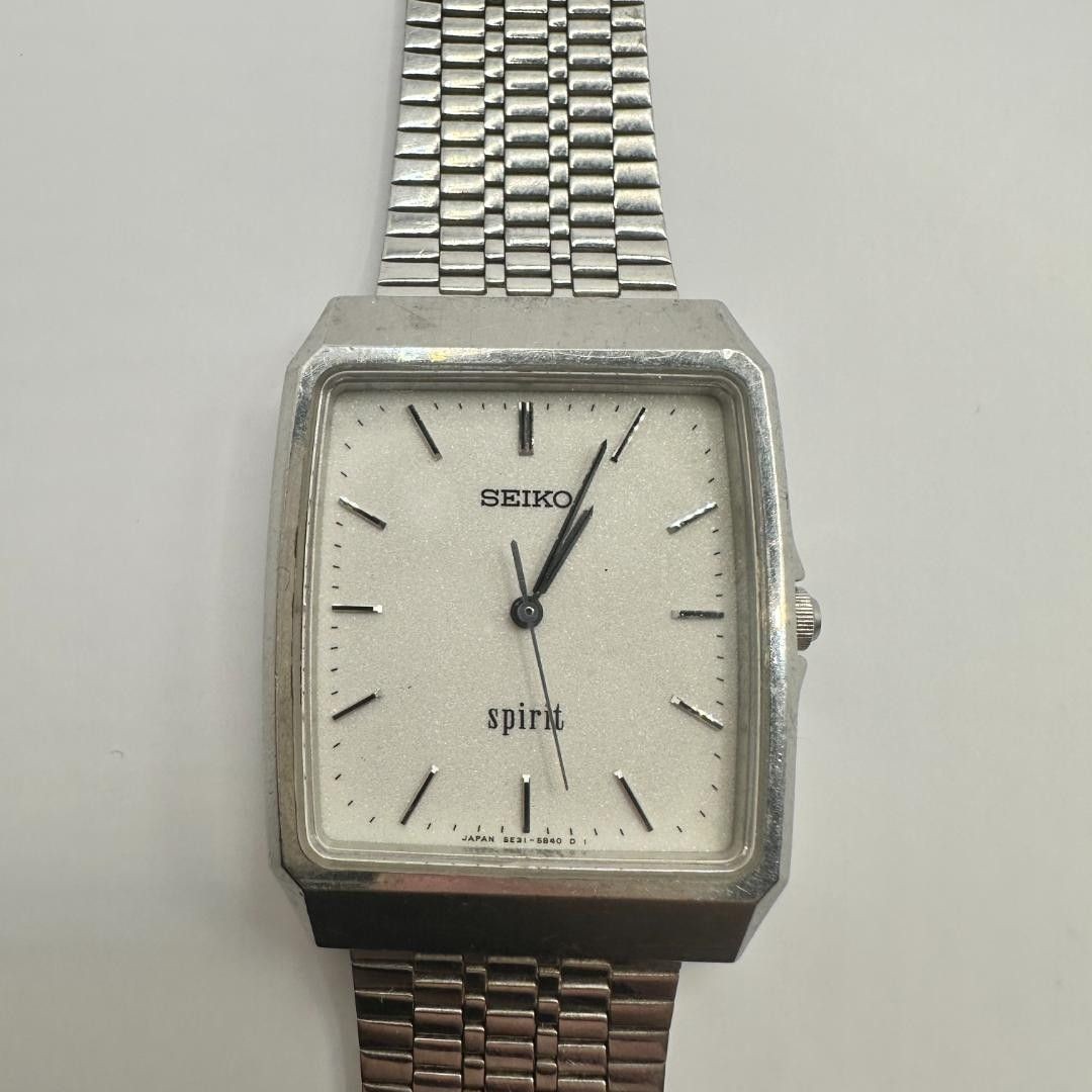 SEIKO Old Seiko Watch 5E31 5A70 Tank 90s SPIRIT Square Silver