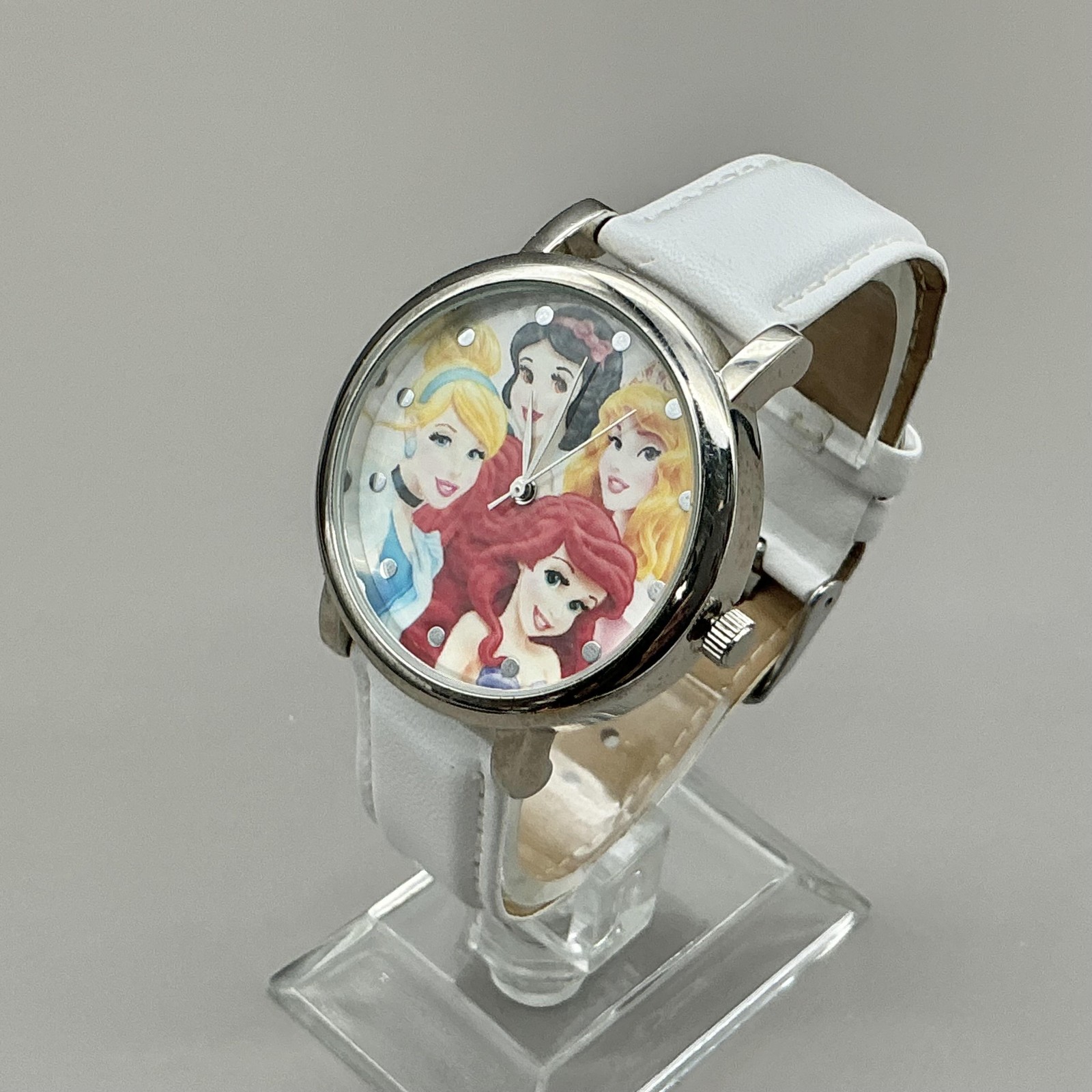 Disney Princess Womens Watch Multicolor Dial White Strap Analog Quartz PN1532