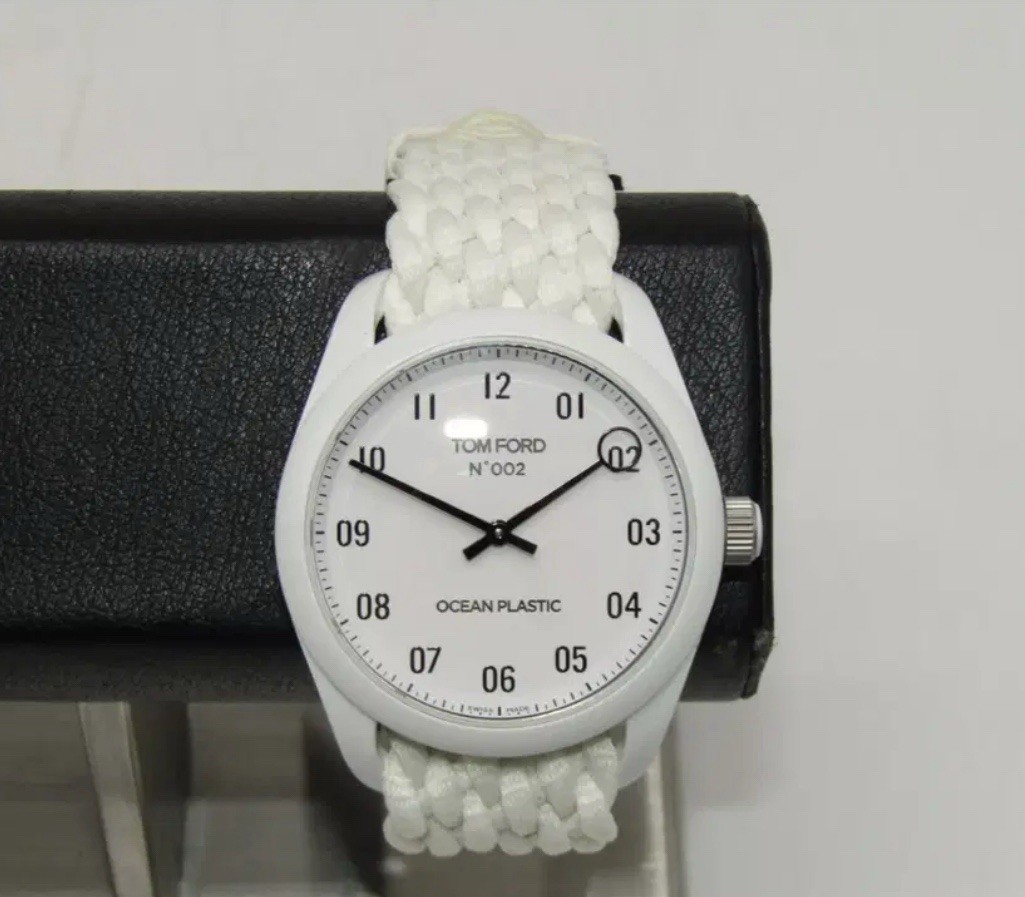 Tom Ford Ocean Plastic Swiss Made Quartz Watch White Dial/Case White Strap