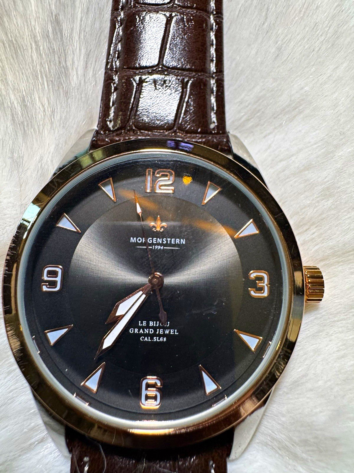 Morgenstern Le Bijou Grand Jewel Quartz Black Dial Brown Strap Box