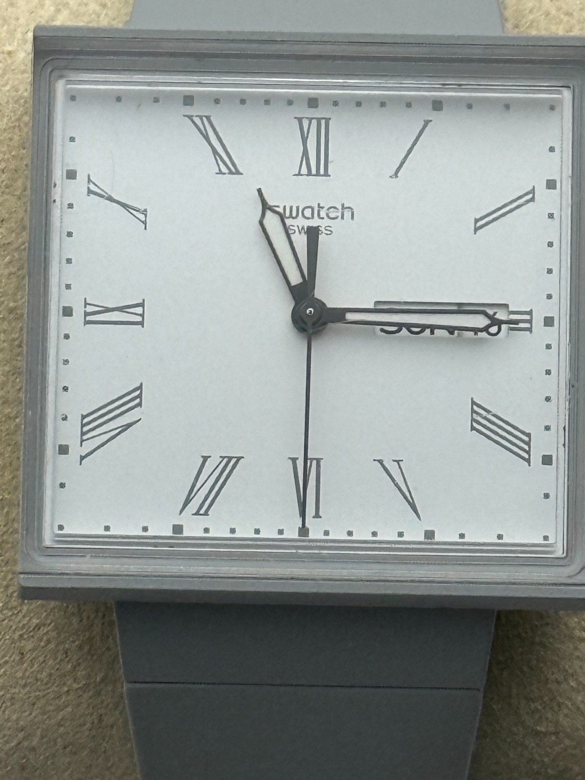 Swatch WHAT IF…GRAY? SO34M700 33mm Square Bioceramic Quartz Day-Date