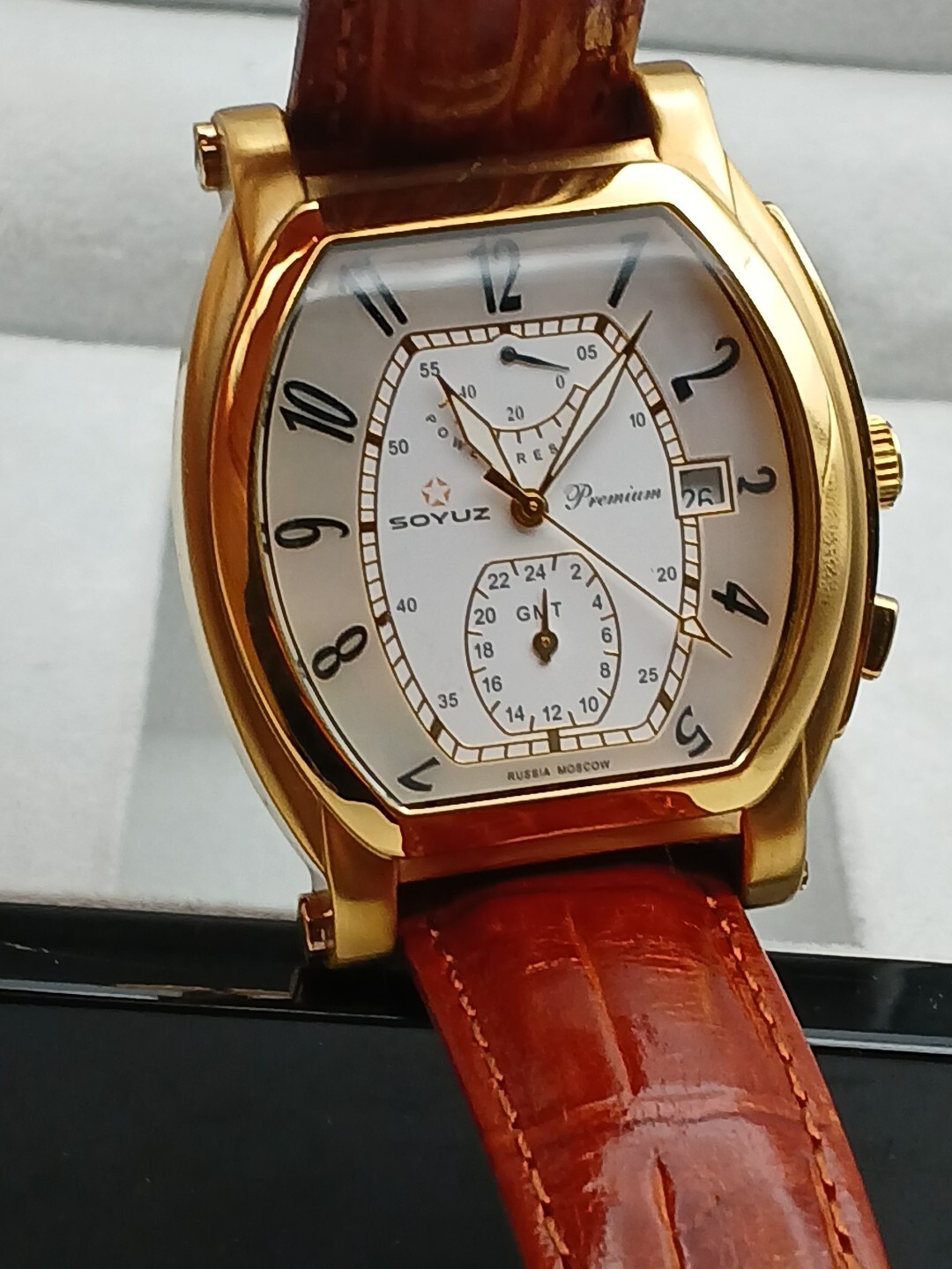 Soyuz Premium Skeleton Chronograph 23k Gold Pl Rare Model Automatic Movement Lux