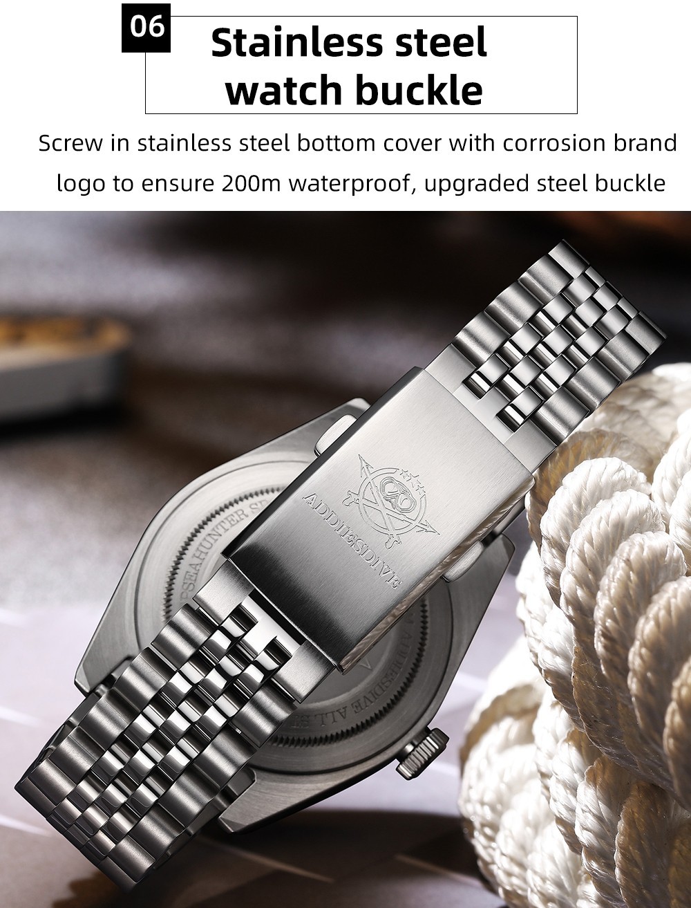 Addiesdive 40mm Mens GMT Swiss Ronda Quartz Dive Watch 200M Waterproof Stainless