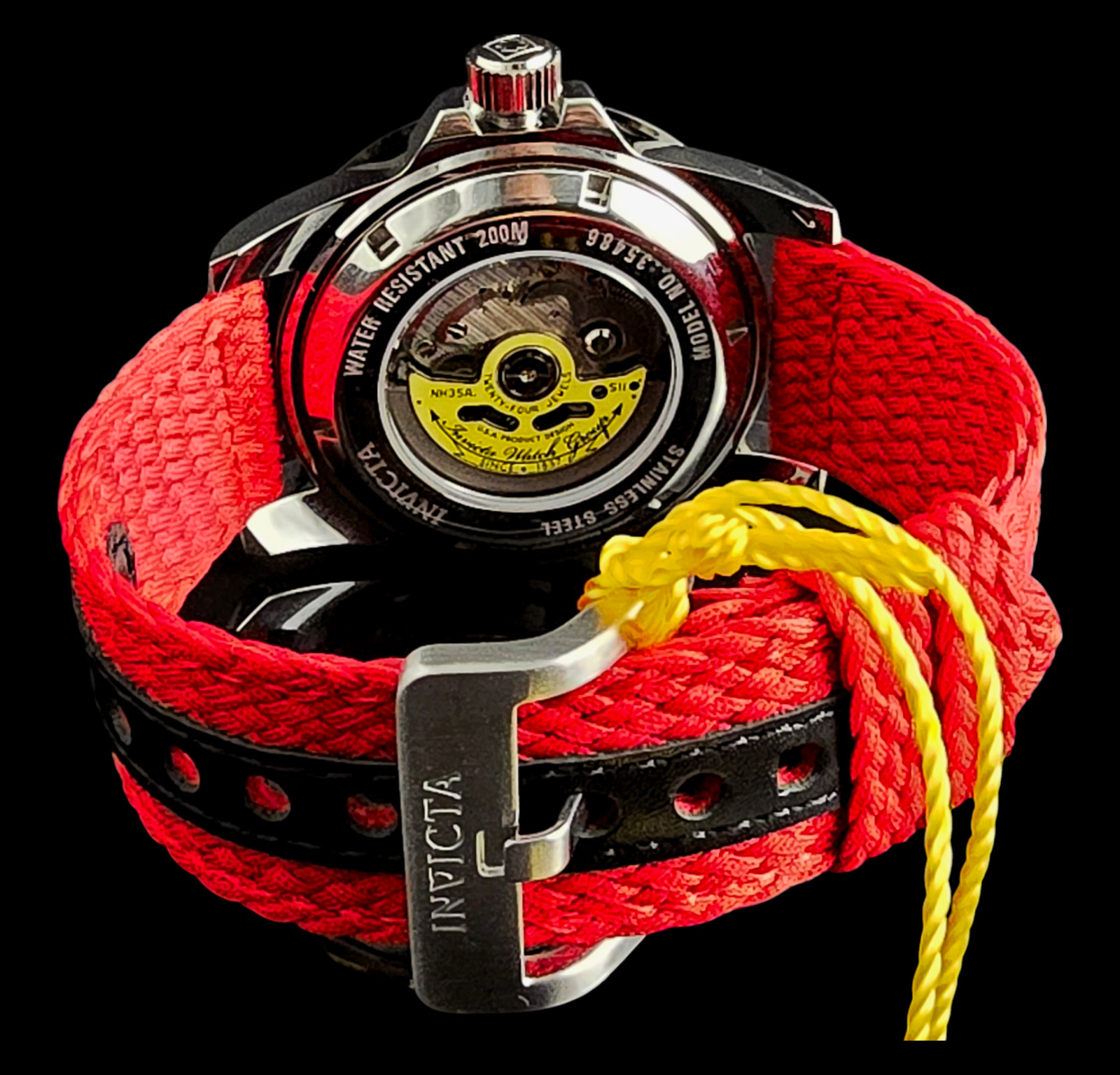 Invicta Pro Diver Men’s Watch Automatic 44mm Stainless Steel Red Strap 35486