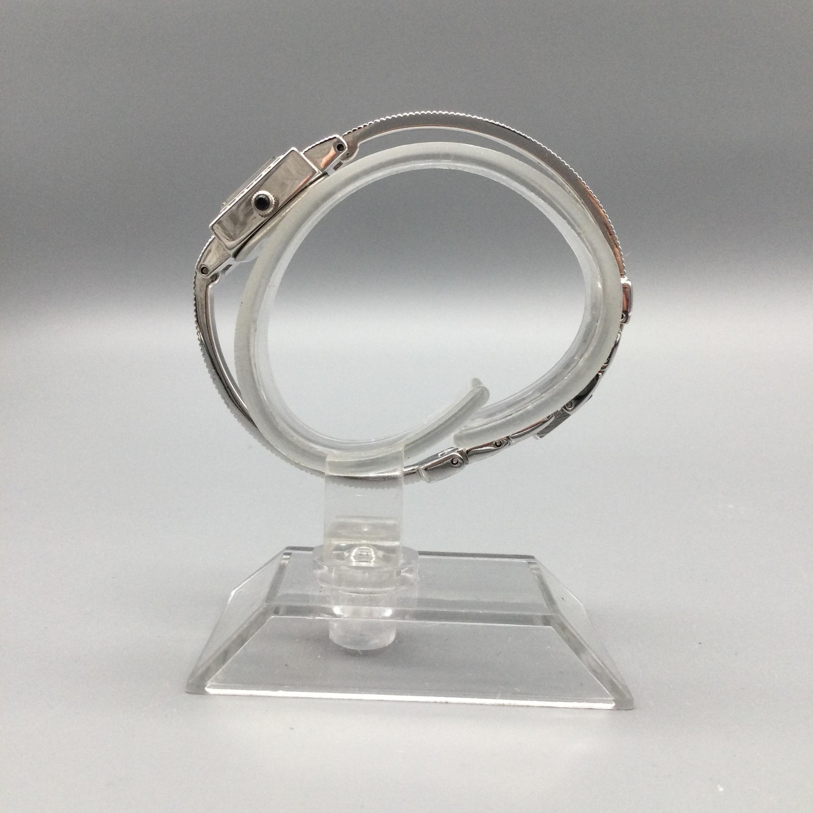 Erwin Pearl Womens Watch 16mm Square Silver Tone Crystal New Battery 5.75″