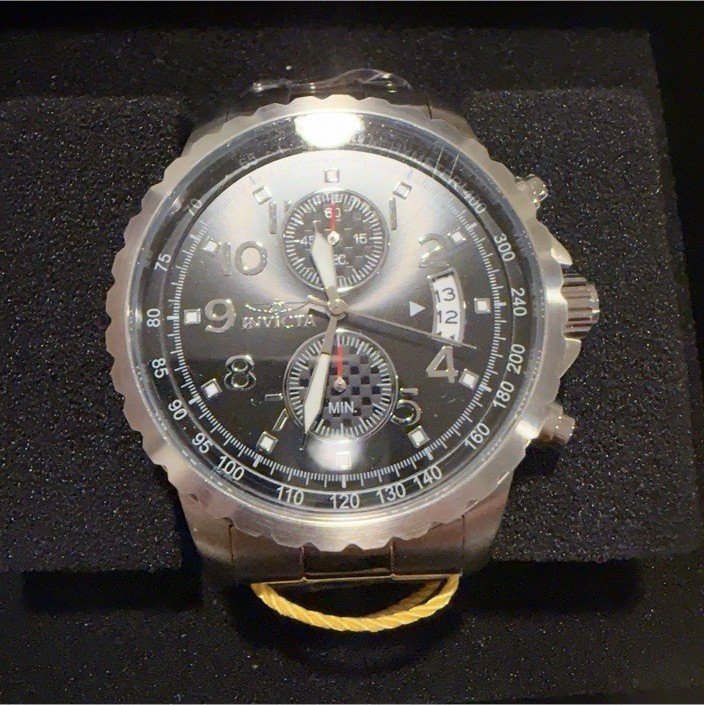 Invicta Specialty Men’s Chronograph Watch Black Dial SS Bracelet Tach Date 100m
