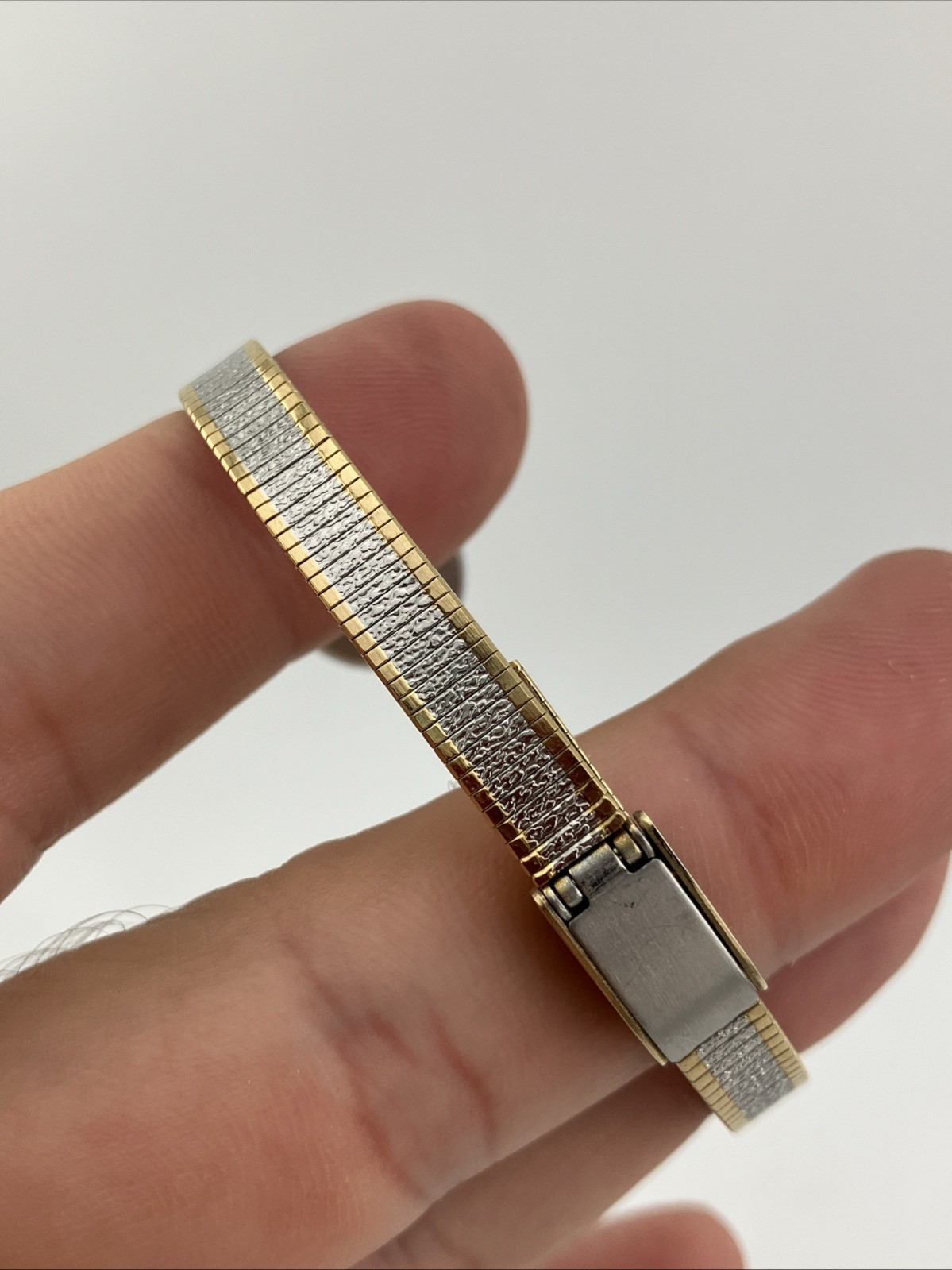 Vtg Sutton Ladies 16mm Watch Two-Tone Diamond Bezel Adjustable -RUNS