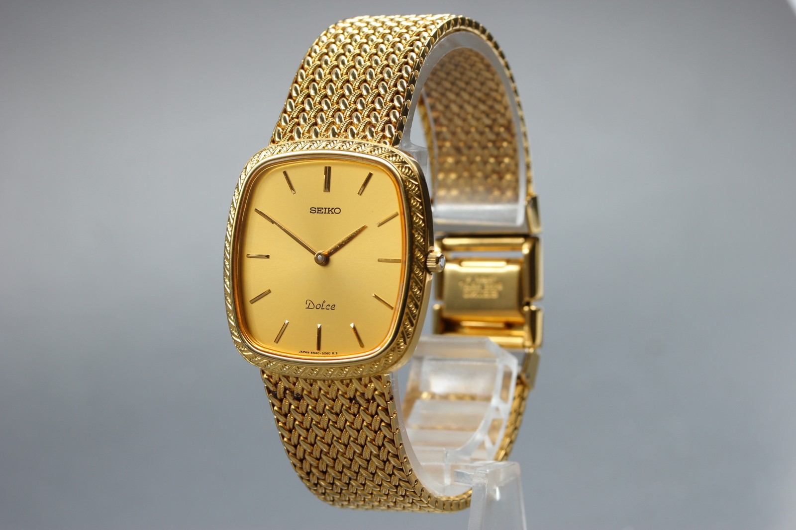 [MINT] Seiko Dolce 8N40-5040 Gold Square 30mm Quartz Men’s Watch From JAPAN