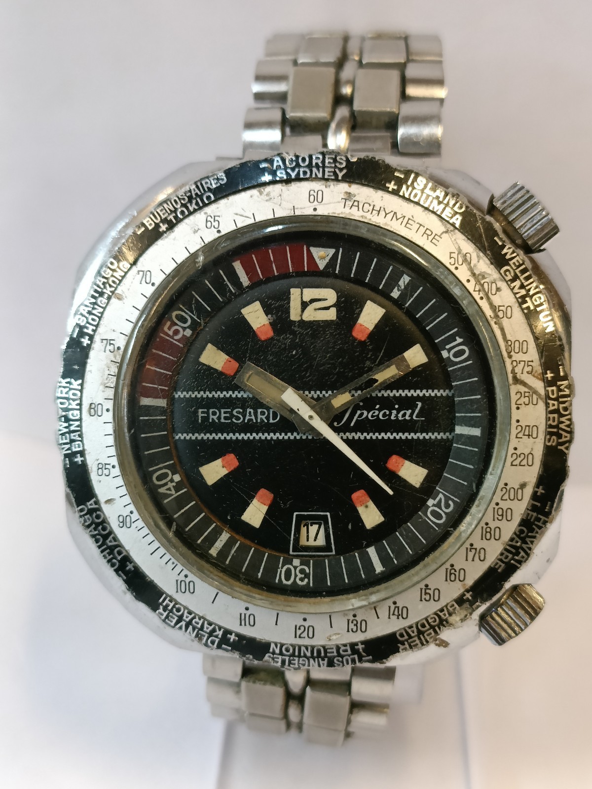 FRESARD SPECIAL 17J WINDING PATINA BLACK DIAL MEN’S WORKING CONDITION