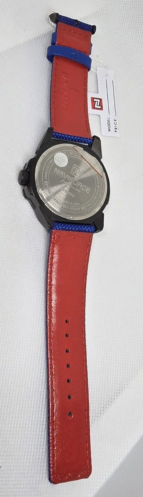 Men’s Naviforce NF9066M Round Black Dial Date/Day Blue Nylon Strap Watch 08