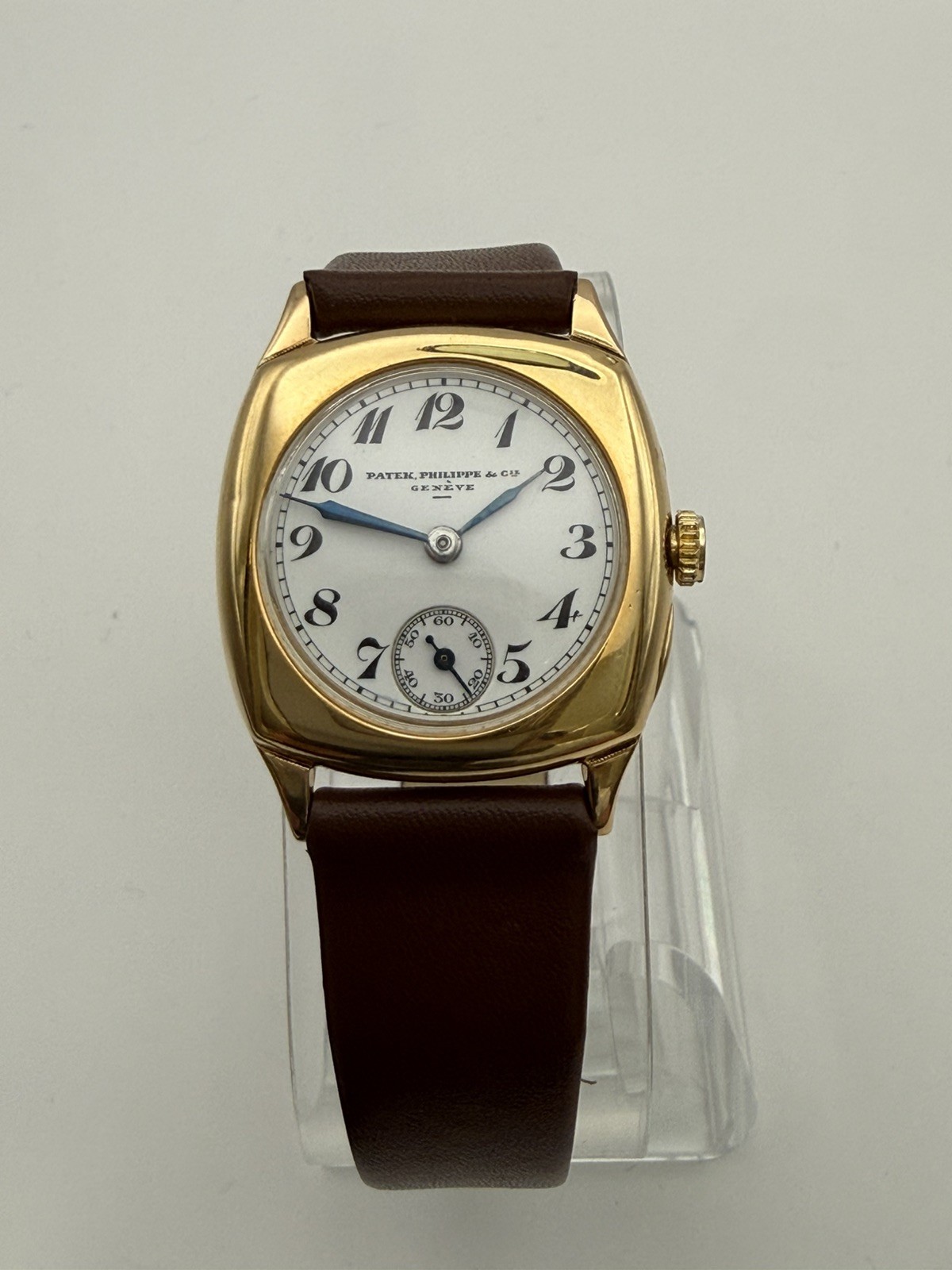 Rare Patek Philippe 30 x 40 mm 18K Yellow Gold Enamel Dial Watch 1924 w/ extract