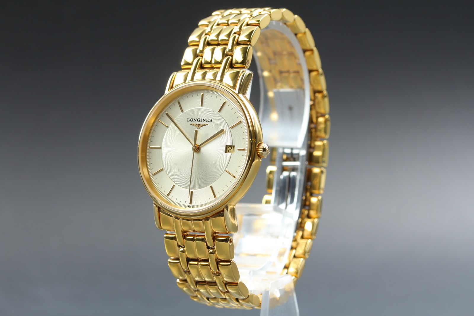 [Near MINT] Vintage LONGINES L4.720.2 Quartz Gold Date Bracelet 33mm Men’s Watch