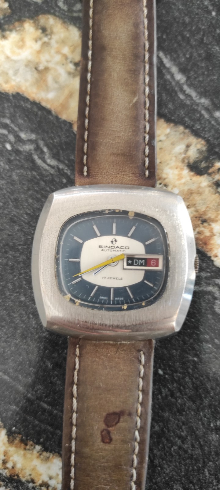 Vintage Sindaco Automatic Ronda-Matic Cal. 1219-21 17 Jewels Swiss Made Day-Date