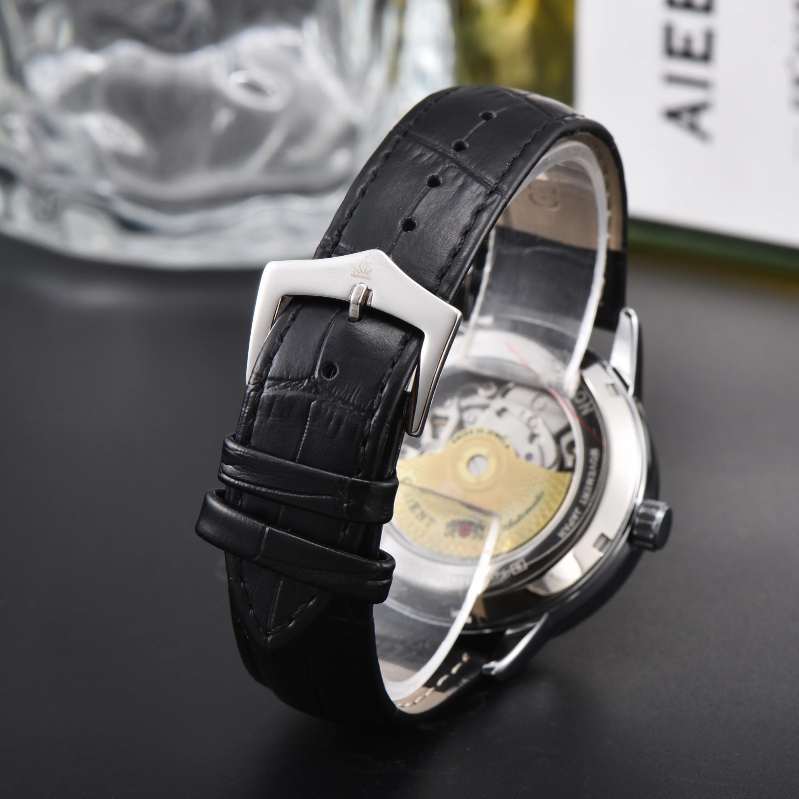 Orient Sun & Moon Semi Skeleton Automatic Men’s Watch Leather Strap Xmas Gift
