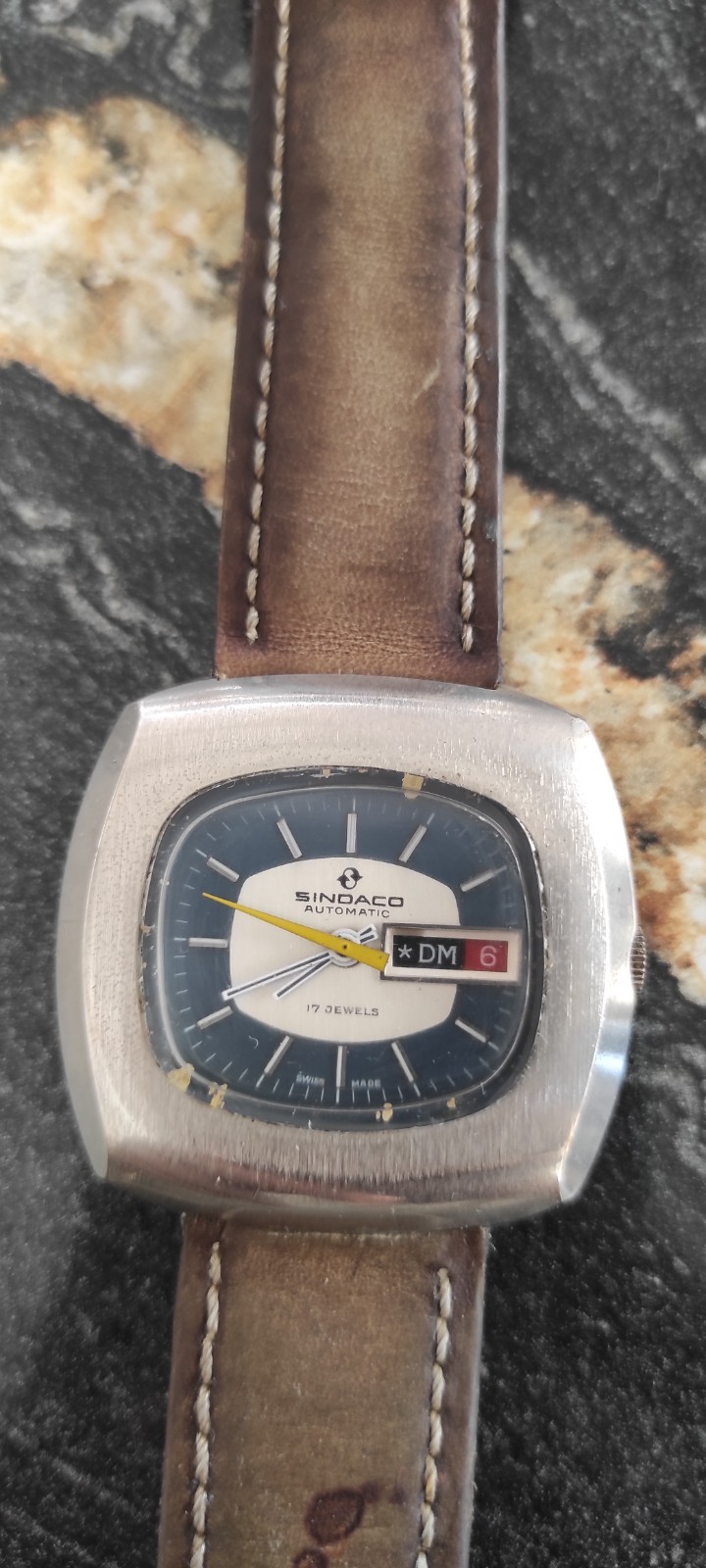 Vintage Sindaco Automatic Ronda-Matic Cal. 1219-21 17 Jewels Swiss Made Day-Date