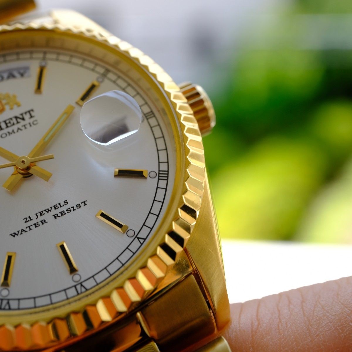 Orient President Day Date FEV03002WY Silver Dial Men`s Watch with Box