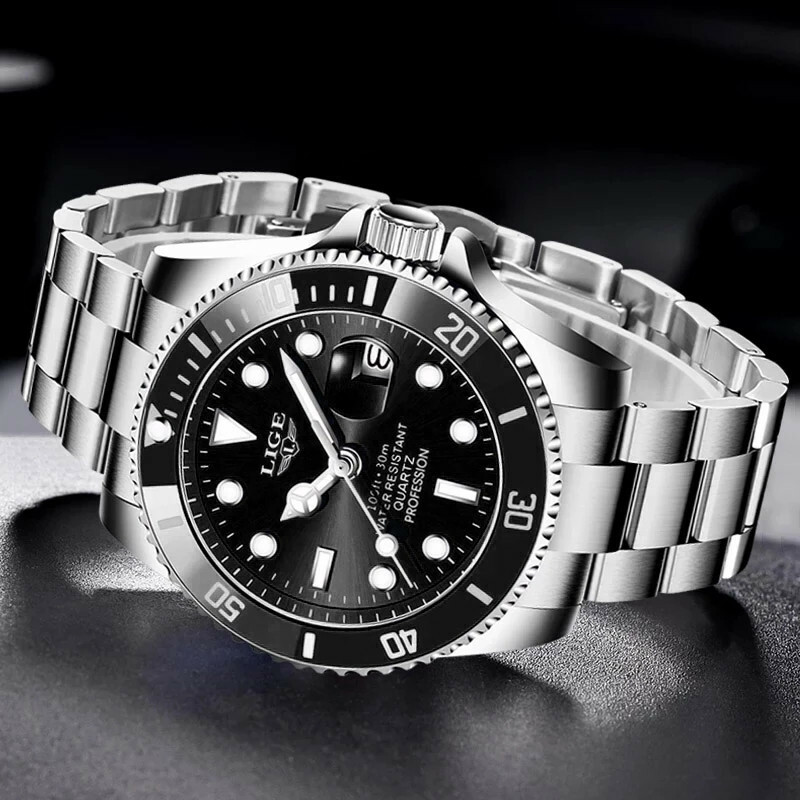 LIGE Mens Watch Fashion Brand Luminous Steel Wristwatch Business Male Watches