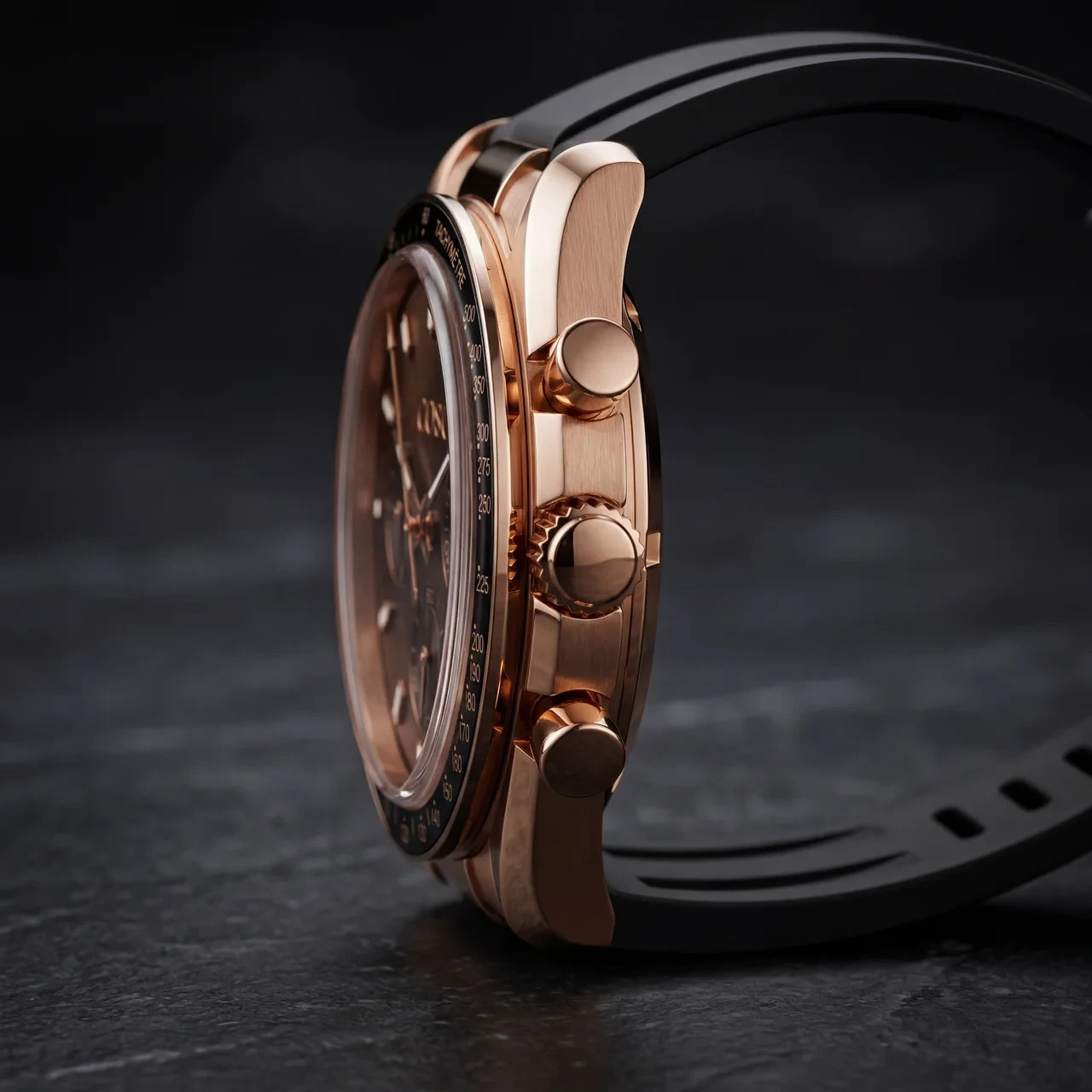 COSO Torvex Chronograph Brown Dial Rose Gold Sub-dials Black Bezel Strap